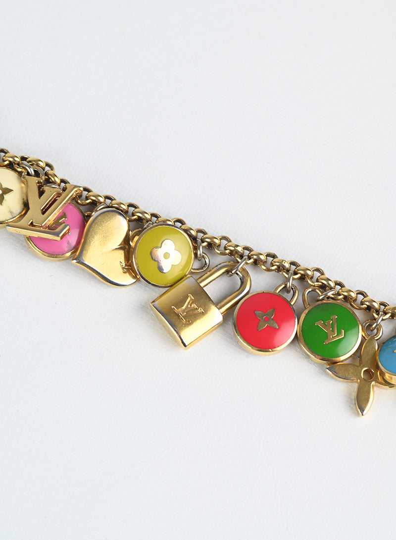 Authentic Louis Vuitton Monogram Trick Necklace with Gold Chain - Elegant Jewelry for Women, Perfect for Parties, Dates & Special Occasions