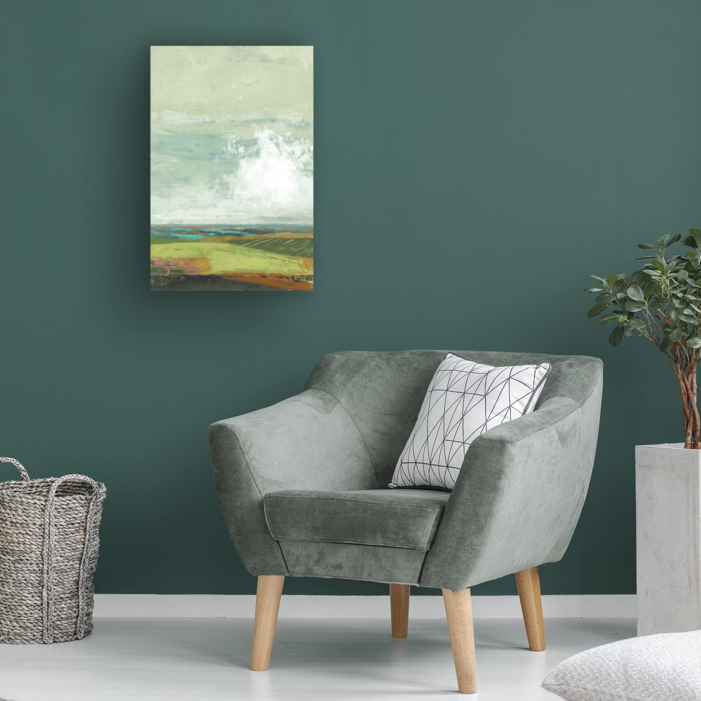 Trademark Fine Art 'Farmland' Canvas Wall Art by Suzanne Nicoll - Rustic Countryside Painting for Living Room & Farmhouse Decor