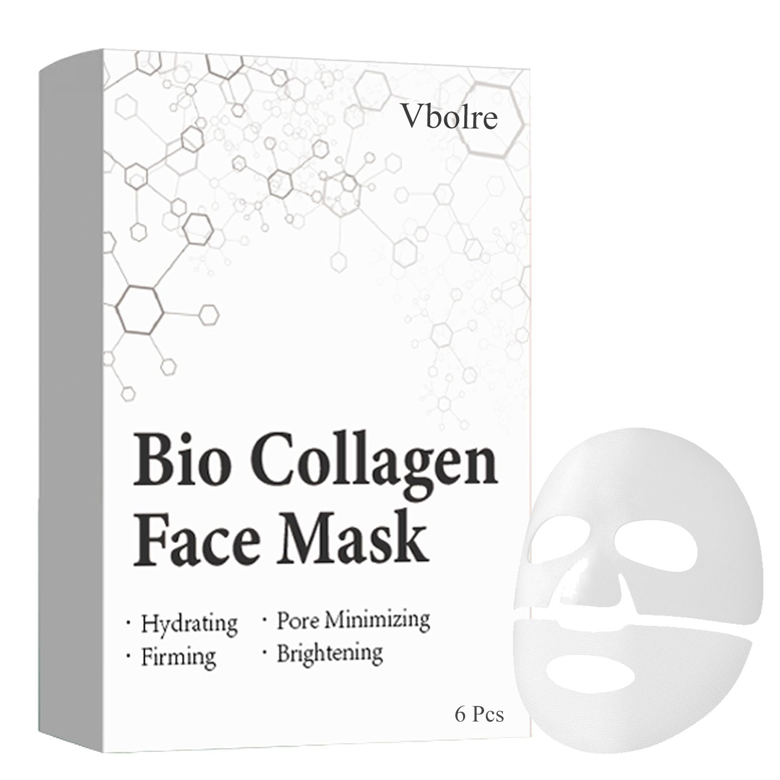 Bio Collagen Face Mask 6 Sheets - Korean Skincare Deep Hydration Overnight Mask for Anti-Wrinkle & Lifting - Pure Collagen Facial Sheet Masks for Glowing Skin | Perfect for Night Routine, Spa Days & Self-Care