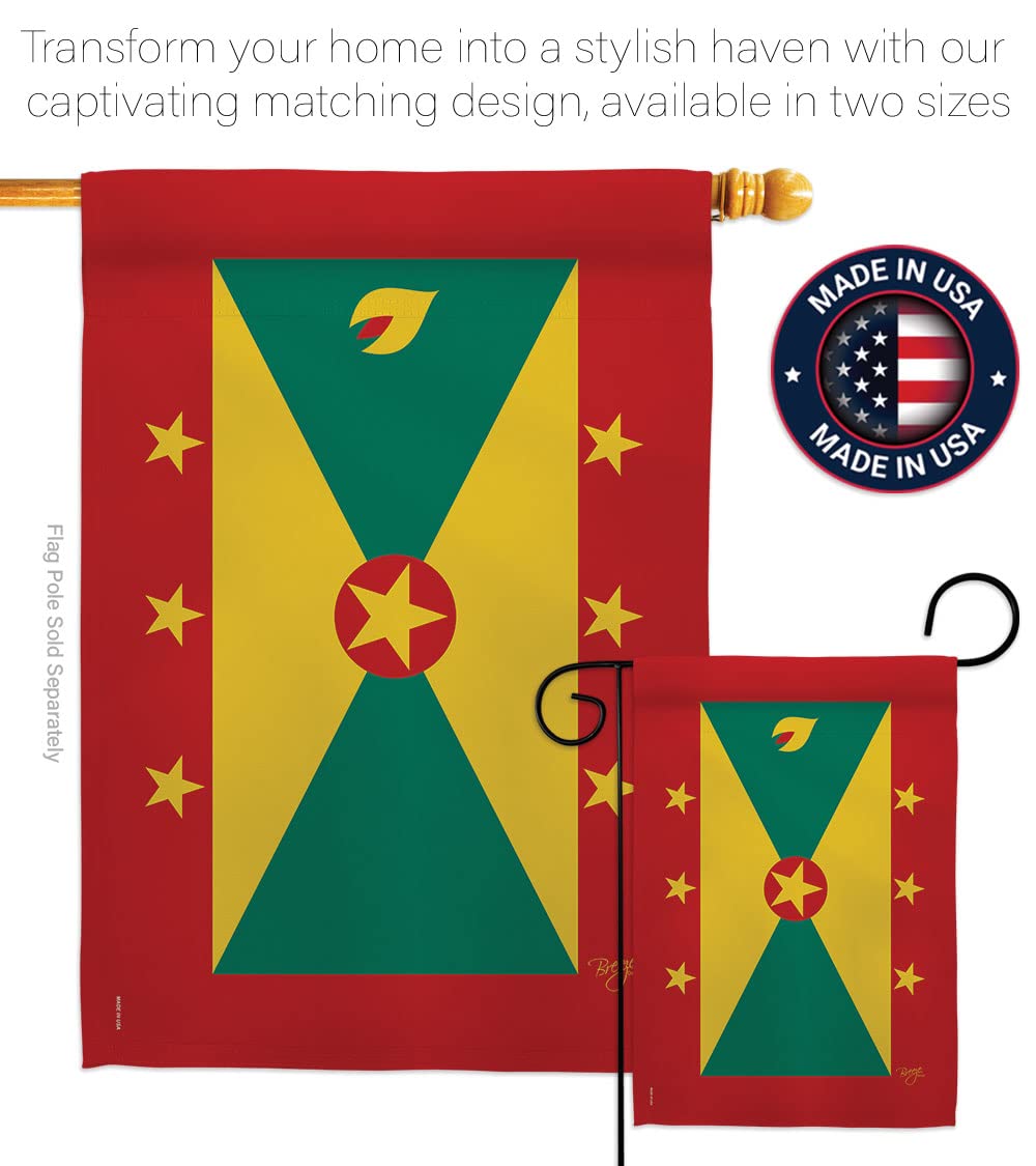 Grenada Garden Flag Set with Stand - Double-Sided Yard Decor for Home & Gifts