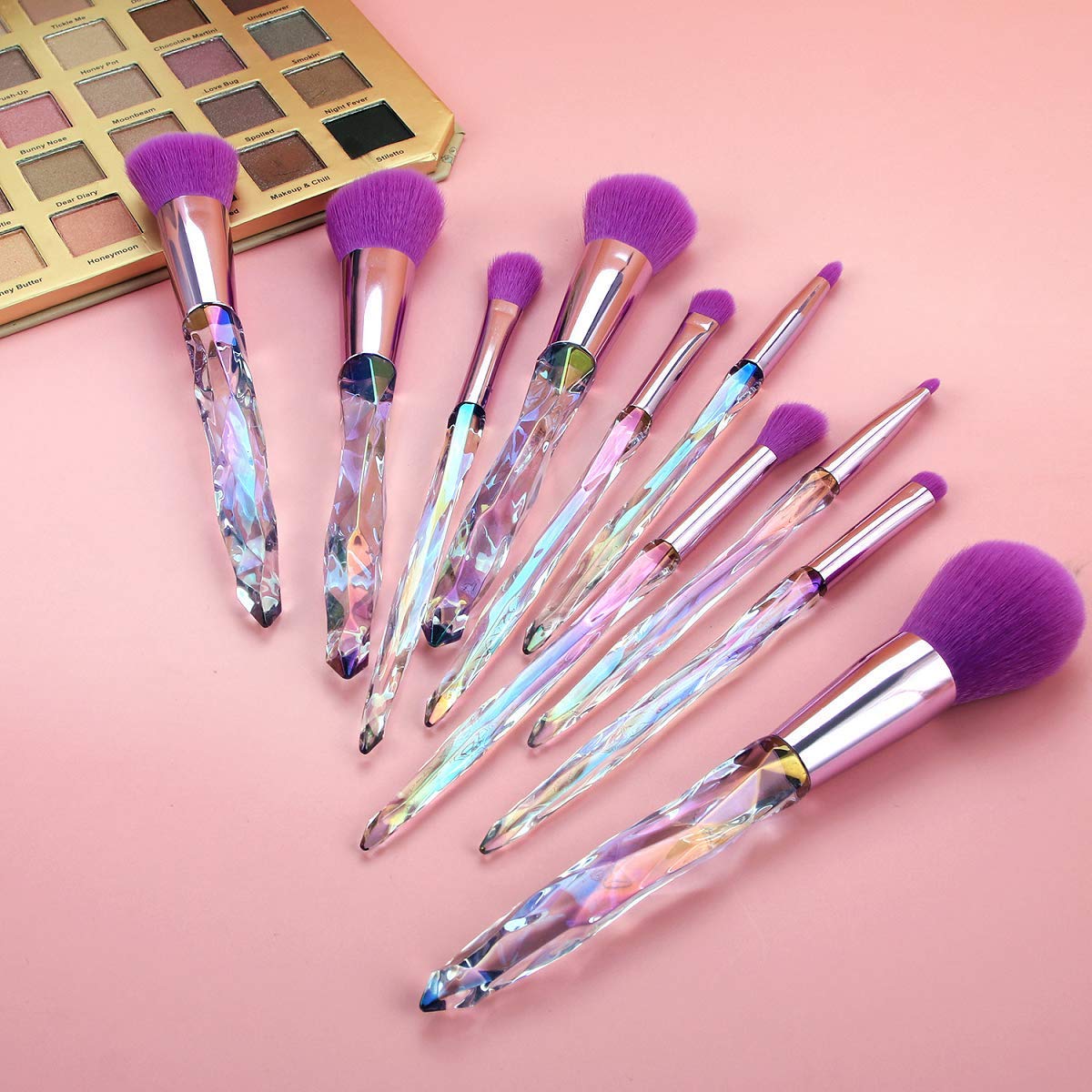 PrePsto Beauty 10-Piece Makeup Brush Set with Transparent Handles - Foundation, Blush, Eyeshadow, Kabuki & Concealer Brushes - Professional Cosmetic Brush Kit for Flawless Makeup Application (Perfect for Daily Use, Travel & Professional Makeup Artists)