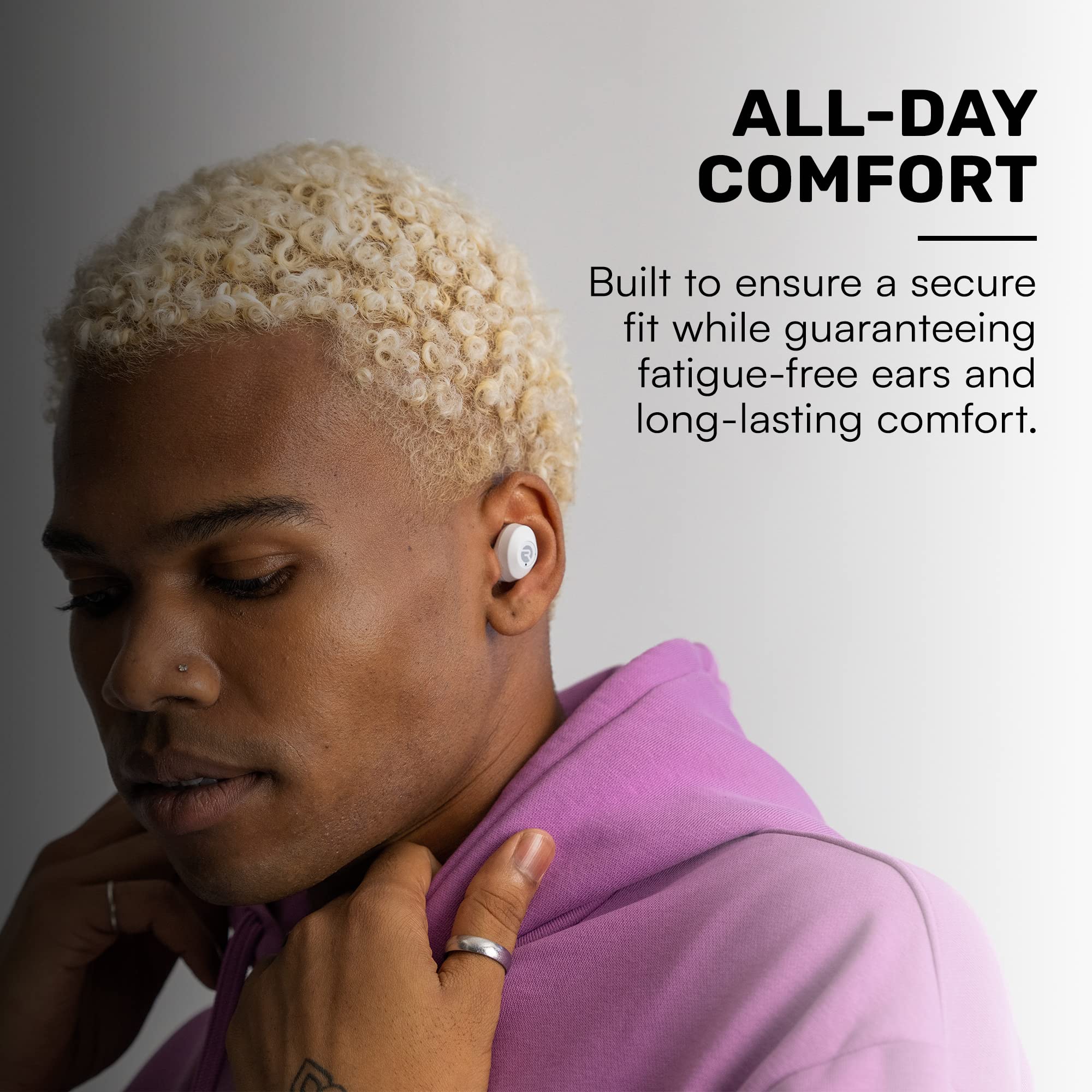 Raycon The Everyday Bluetooth Wireless Earbuds with Mic - 32H Playtime, Stereo Sound, True Wireless In-Ear Headphones for Running, Gym & Work (Matte White)