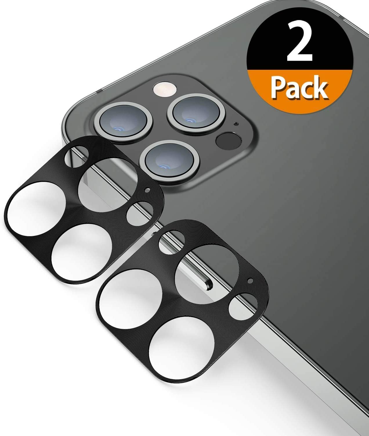 Premium Aluminum Alloy Camera Lens Protector for iPhone 13 Pro/13 Pro Max - 2 Pack Durable Scratch-Resistant Back Cover Shield (Black) - Perfect for Outdoor Adventures, Travel & Daily Protection