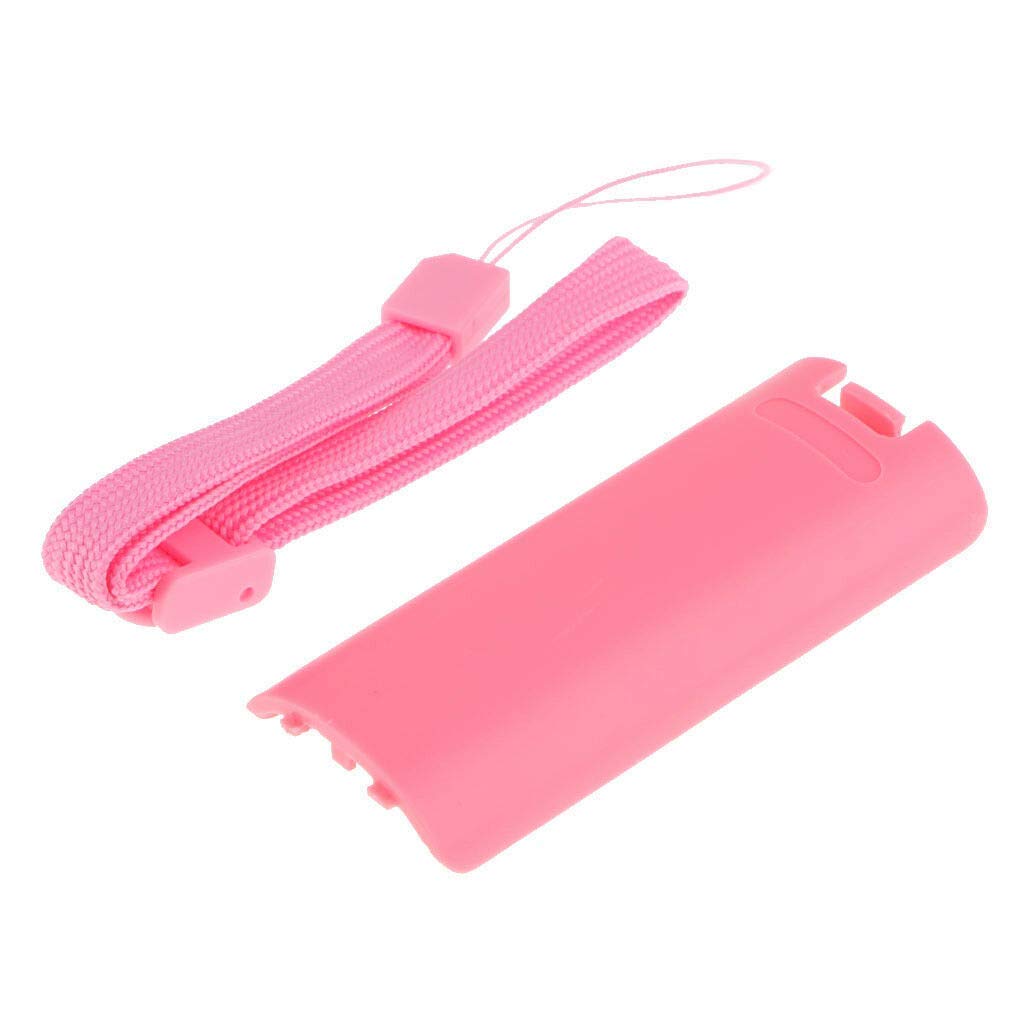 Replacement Battery Door Cover & Back Case Shell with Hand Strap Lanyard for Wii Remote Controller - Pink | Perfect for Gaming Accessories & Controller Protection