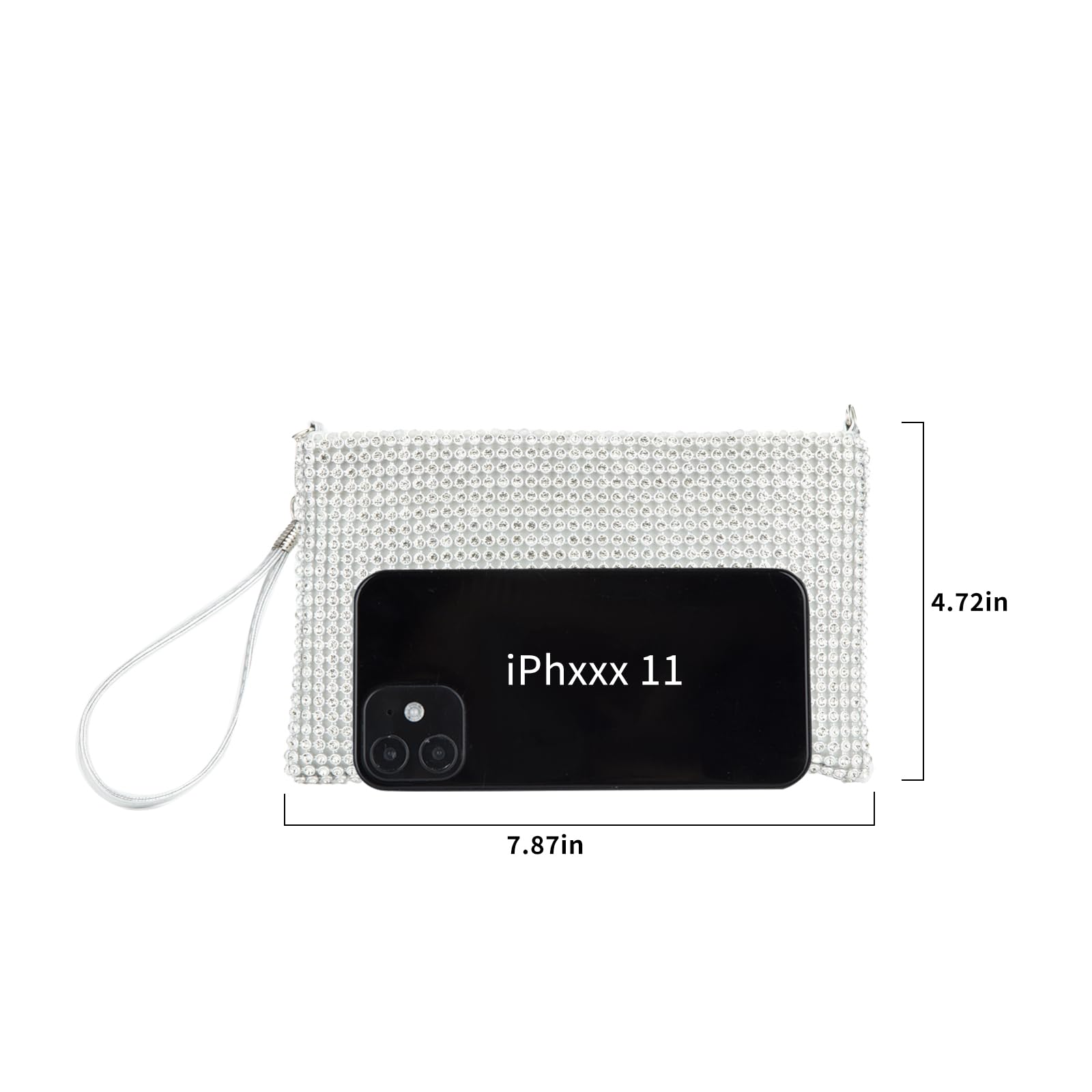 Sparkling Mesh Clutch Purse for Women - Small Evening Bag with Crystal Embellishments, Wristlet Wallet for Phone & Essentials - Perfect for Parties, Weddings & Special Occasions