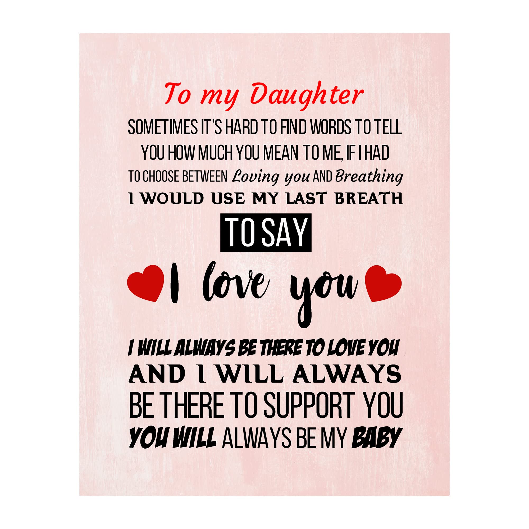 Inspiring 'To My Daughter' Love Letter Wall Art Print - 8x10
