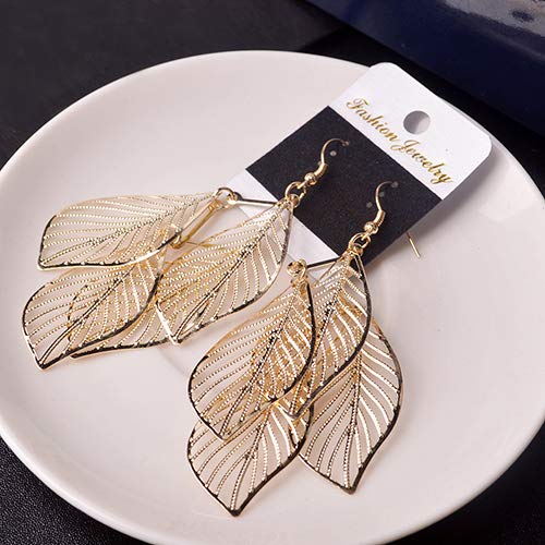 Vintage Baroque Style Hollow Leaf Tassel Dangle Earrings for Women - Elegant Hook Drop Ear Jewelry Gift for Her (Perfect for Parties, Weddings & Special Occasions)