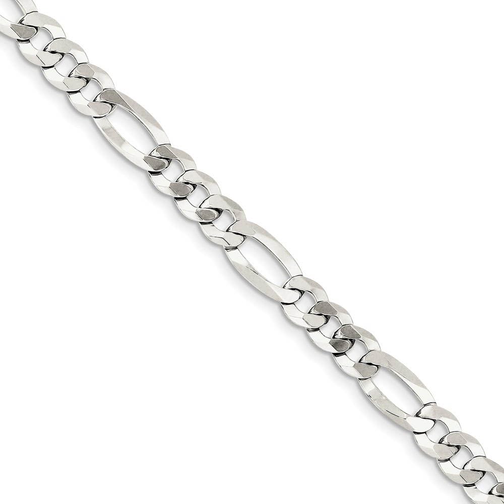 7mm Sterling Silver Figaro Chain Bracelet - Elegant & Stylish for Daily Wear