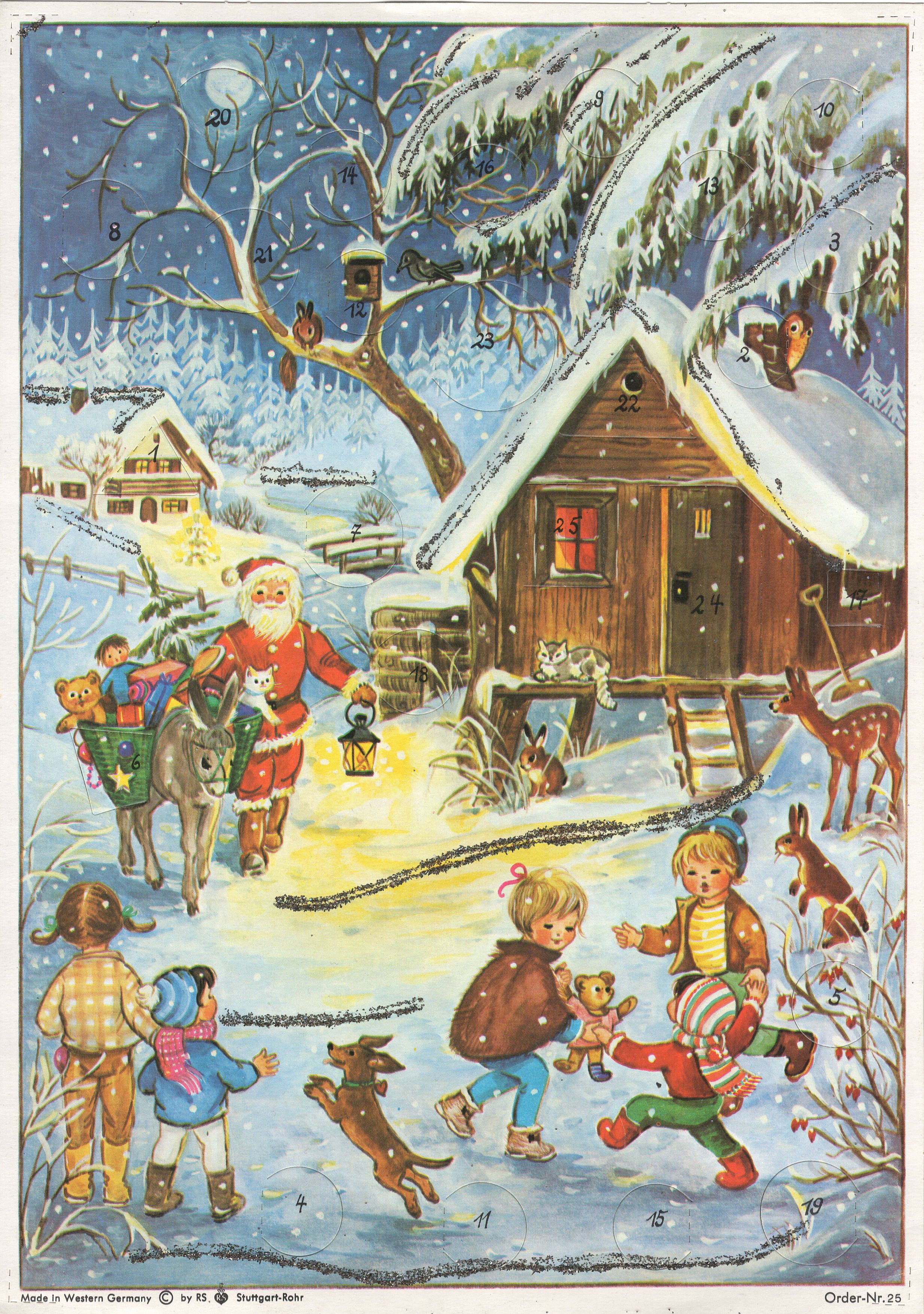 Traditional German Advent Calendars - Medium Size with Old World Santa Scenes | Christmas Countdown Decor for Home & Office