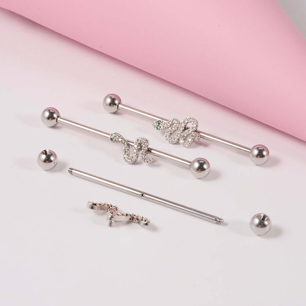 14g Silver Scorpio Insect Industrial Barbell Body Jewelry - Belly Button & Nose Piercing Bar | Perfect for Gothic, Punk & Alternative Fashion Styles