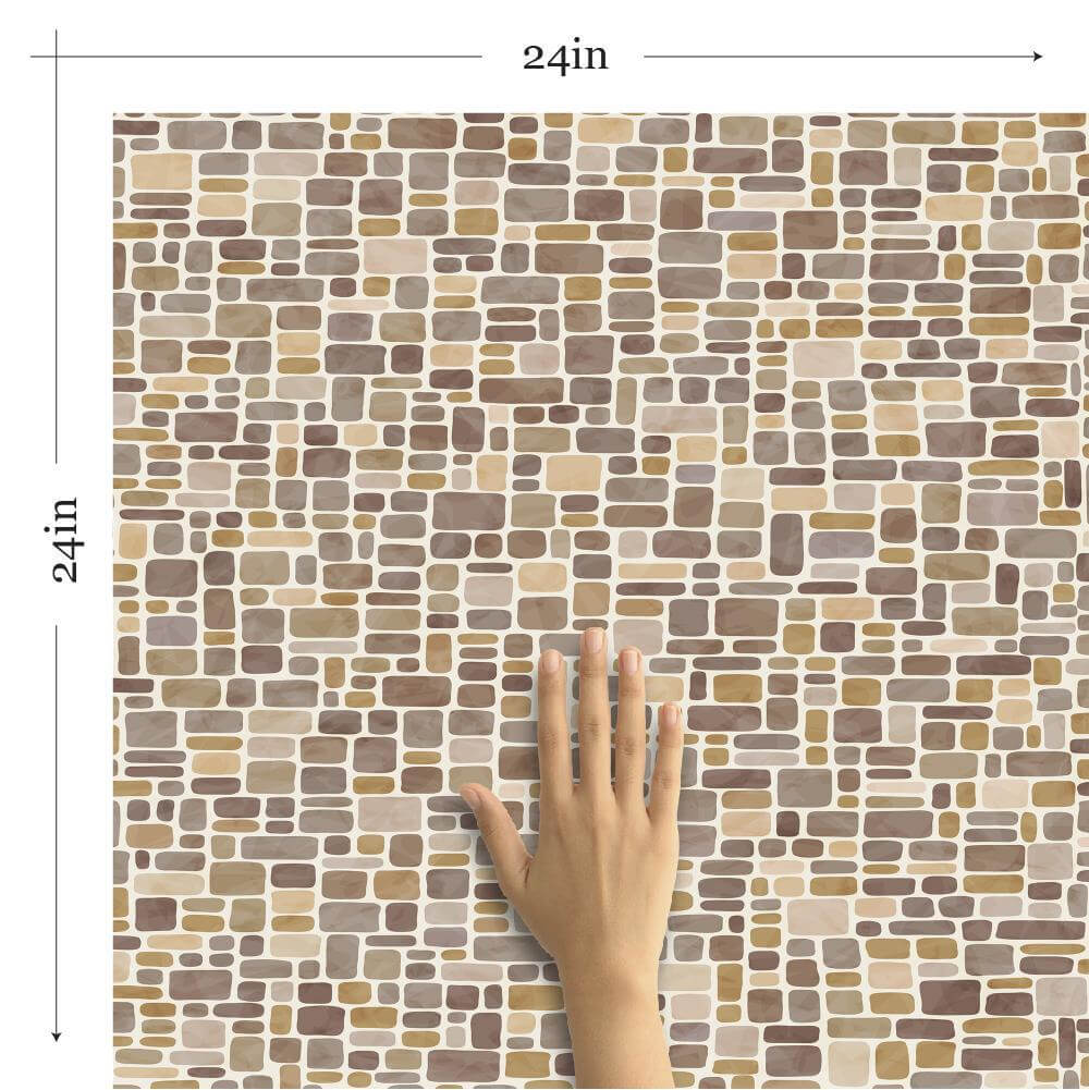 Brown Faux Tile Peel and Stick Removable Wallpaper - Self-Adhesive Backsplash for Kitchen, Bathroom & Home Decor - Easy DIY Installation