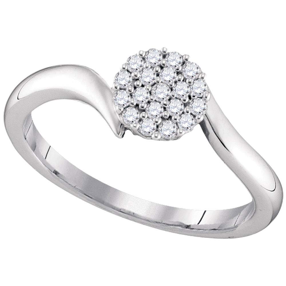 10K White Gold Women's Round Diamond Cluster Ring - 1/6 CTW Dazzlingrock Collection | Elegant & Simple Band for Everyday Wear, Anniversary & Wedding Gift