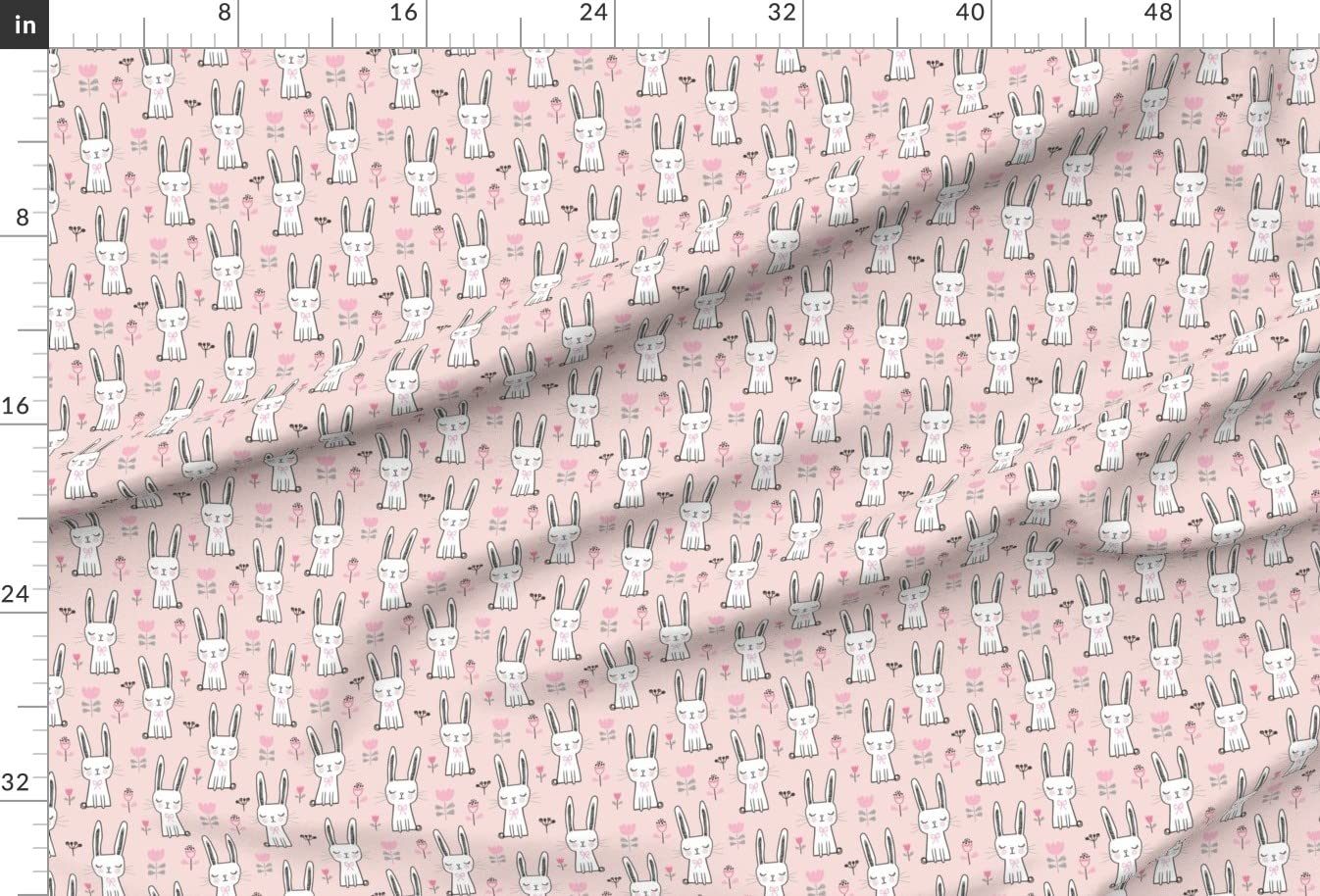 Dreamy Bunny Rabbit Pink Pets Spring Easter Bunnies Printed Velvet Upholstery Fabric by The Yard - Home Decor, Apparel & DIY Projects - Perfect for Easter Decorations, Nursery Curtains & Crafting