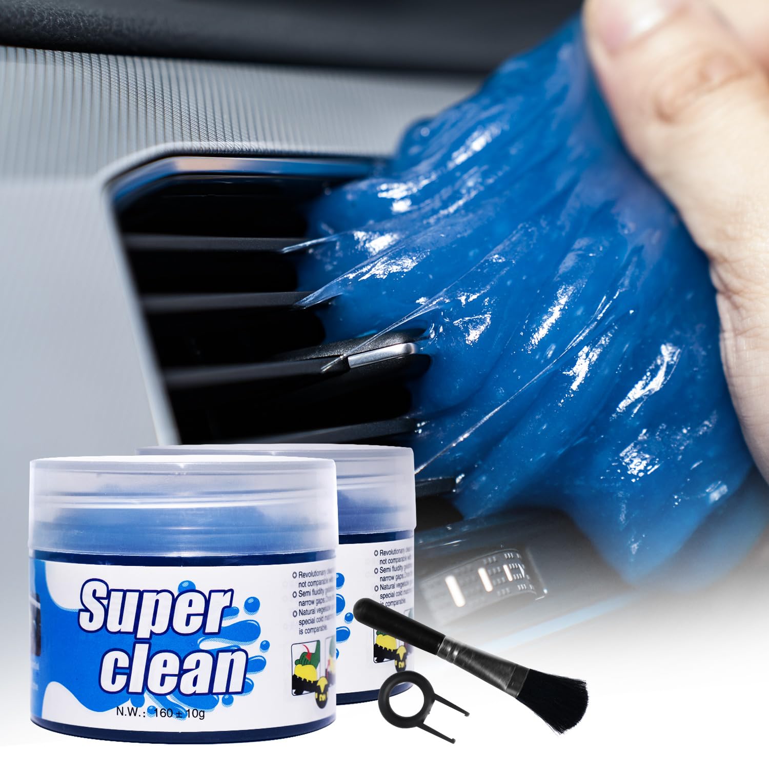 2 Pack Car Cleaning Gel & Keyboard Cleaner - Universal Auto Detailing Tools for Car Interior, Dust & Crevice Cleaning - Reusable Cleaning Slime for Cars, Keyboards & Electronics (Blue & Pink) - Perfect for Car Detailing, Home & Office Cleaning