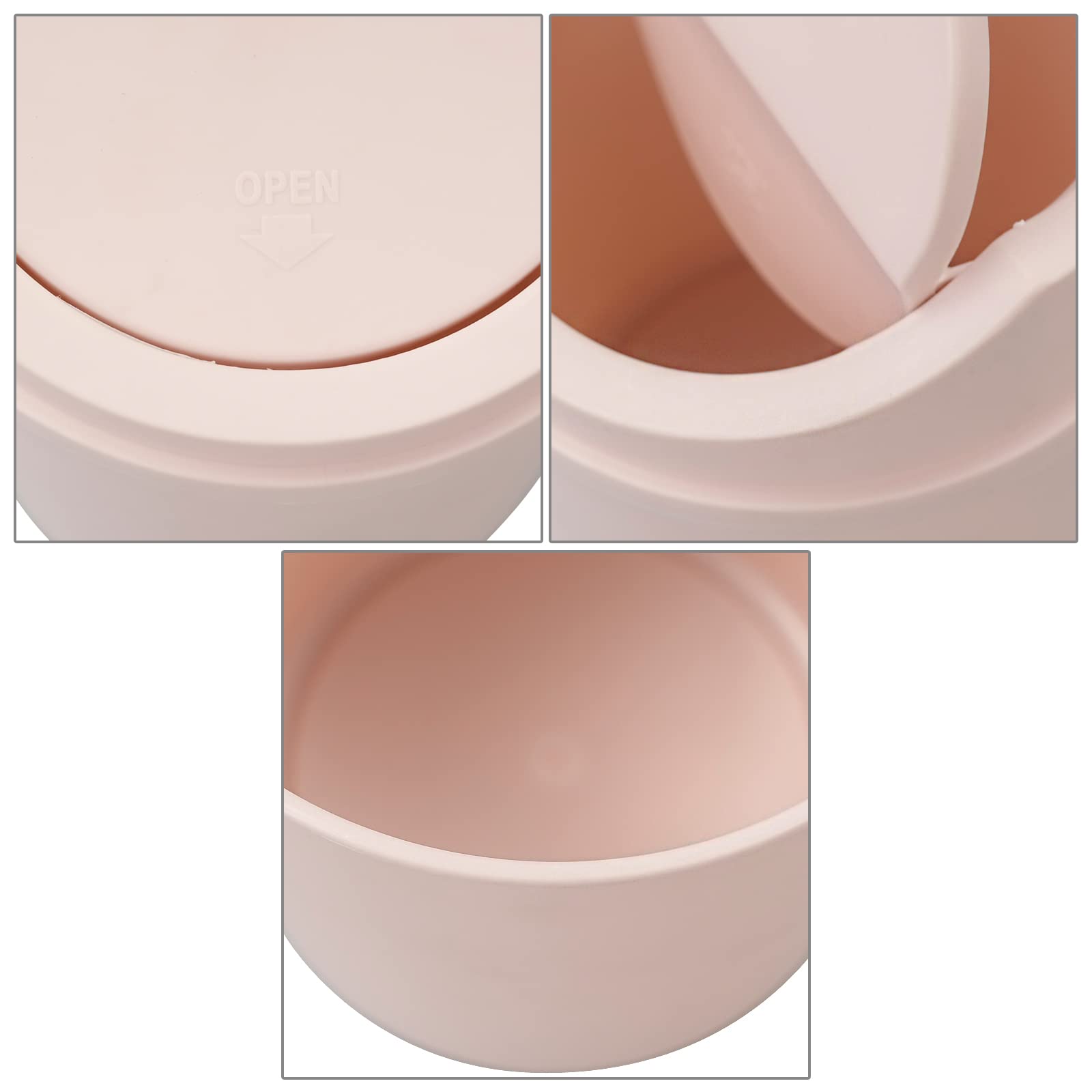 2L Plastic Mini Desktop Trash Can with Swing Lid - Small Waste Bin for Office, Bedroom, Bathroom - Pink Tiny Garbage Can for Home & Workspace Organization