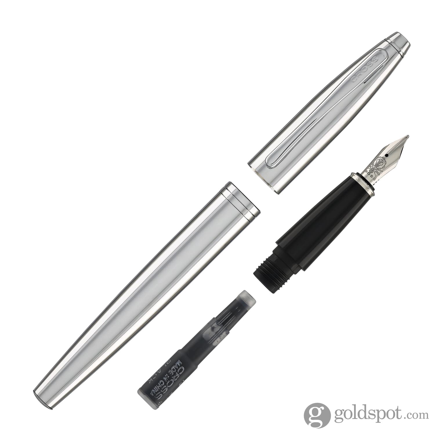 Cross Calais Fountain Pen - Polished Chrome, Medium Point Nib - Premium Writing Instrument for Professionals, Students & Gift Giving