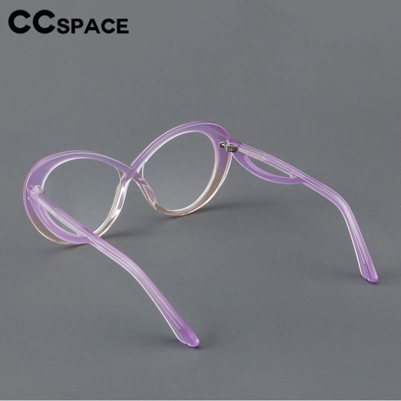 CCspace Unisex Full Rim Oval Cat Eye Acetate Eyeglasses Frame 30793 - Stylish Retro Glasses for Men & Women, Perfect for Office, Reading & Fashion Accessories