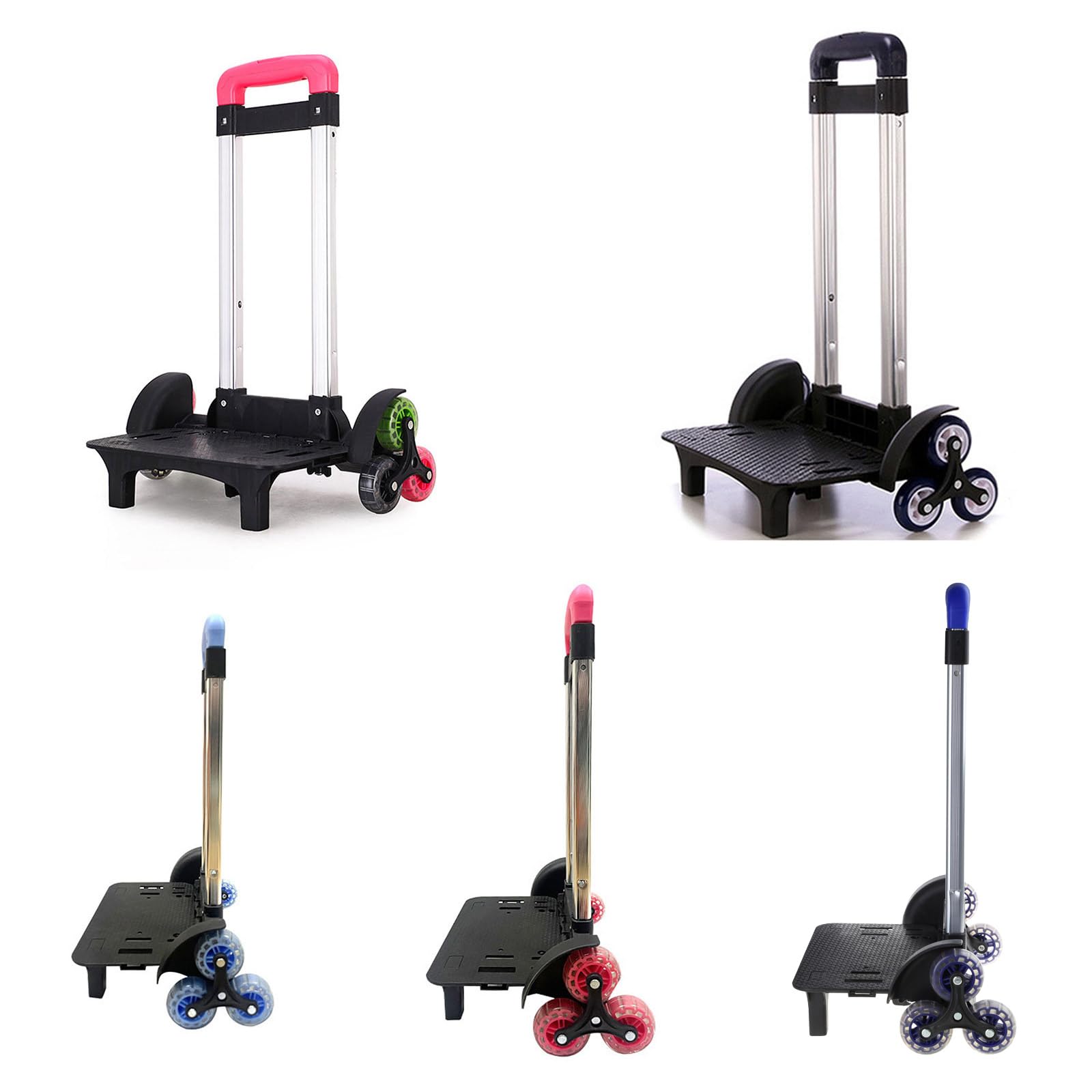 6-Wheel Foldable Hand Cart - Lightweight Aluminum Alloy Luggage Trolley for Students, Travel & School Bags | Portable Backpack Carrier for Commuting, Campus & Airports