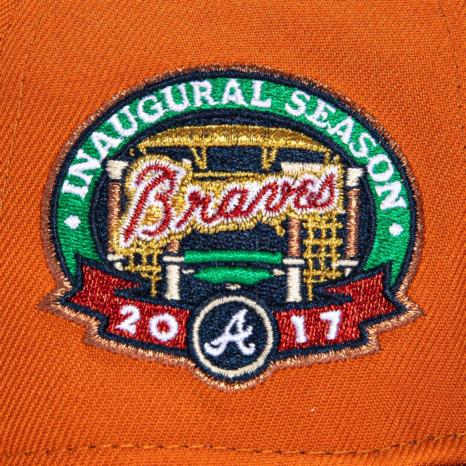 New Era 59Fifty Atlanta Braves Inaugural Season Patch Snapback Hat - Burnt Orange & Cardinal Red | MLB Baseball Cap for Fans & Collectors | Perfect for Games, Tailgating & Everyday Wear