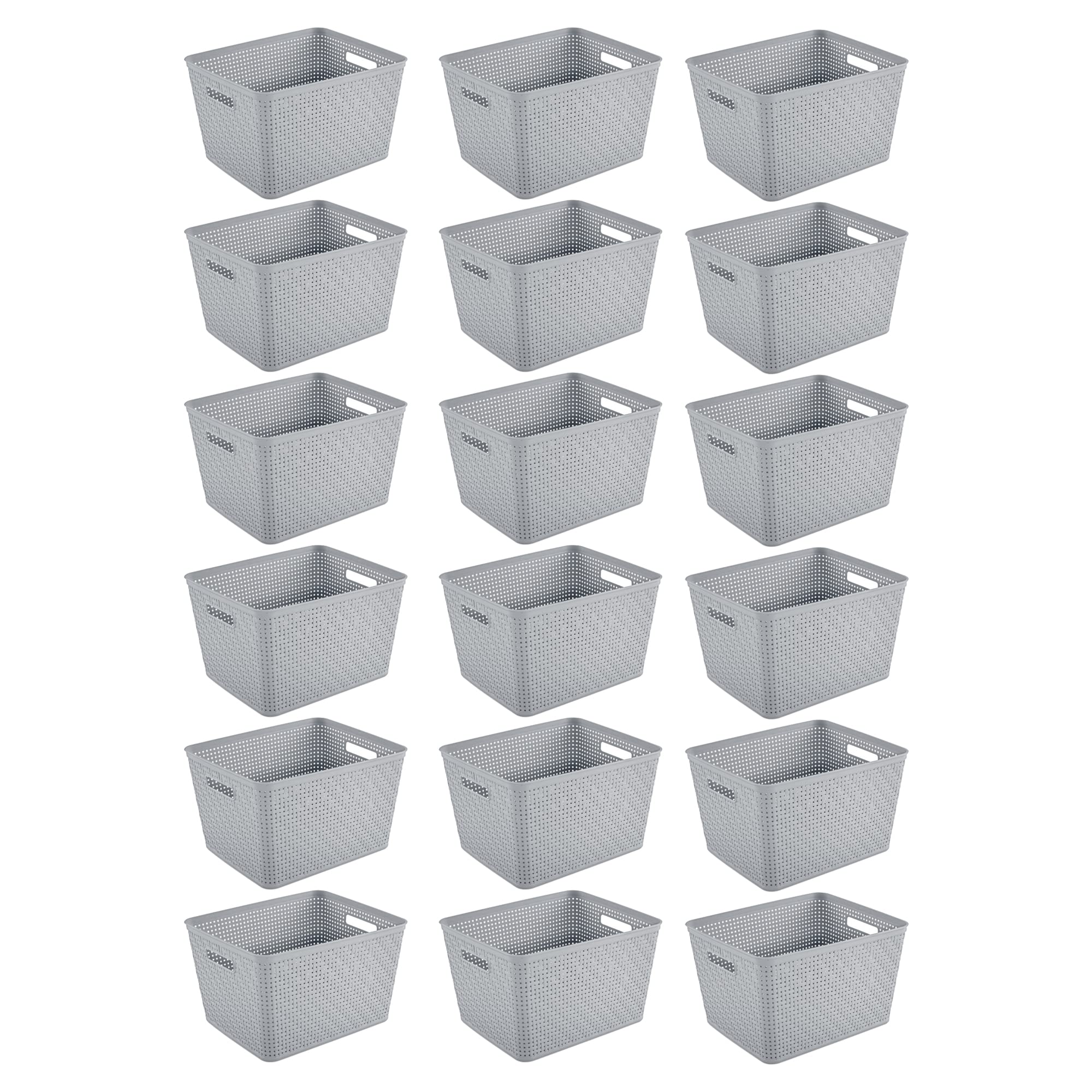 Sterilite 18-Pack Plastic Storage Bins with Lids - Clear Organizing Containers for Home, Office & Closet - Stackable Tall Baskets for Toys, Clothes & Household Items - Durable Cement Design for Easy Organization