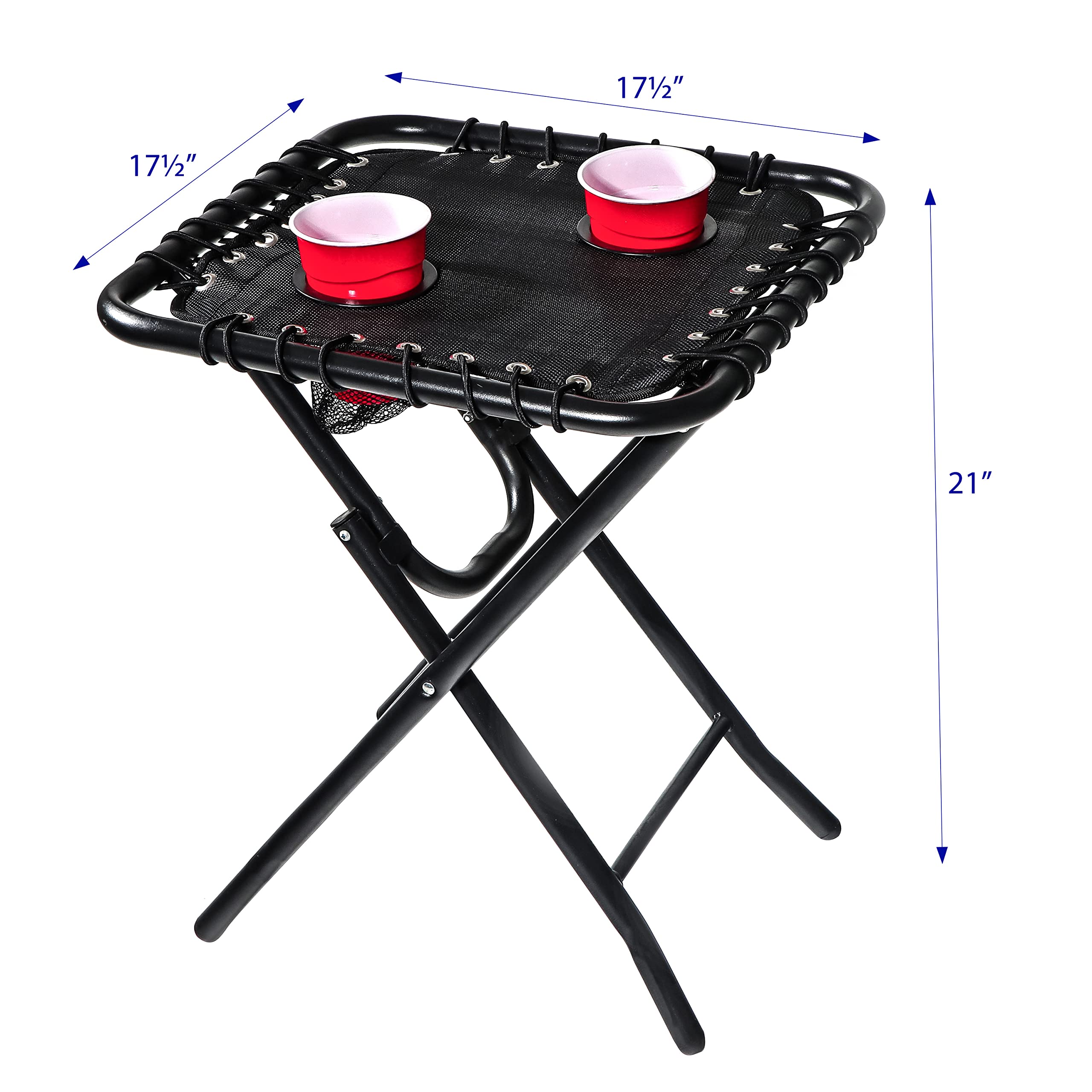Trademark Innovations 17.5 Inch Portable Folding Side Table with Mesh Cup Holders - Lightweight Outdoor Camping Table for Patio, Picnic, Beach, RV & Tailgating (Set of 3)