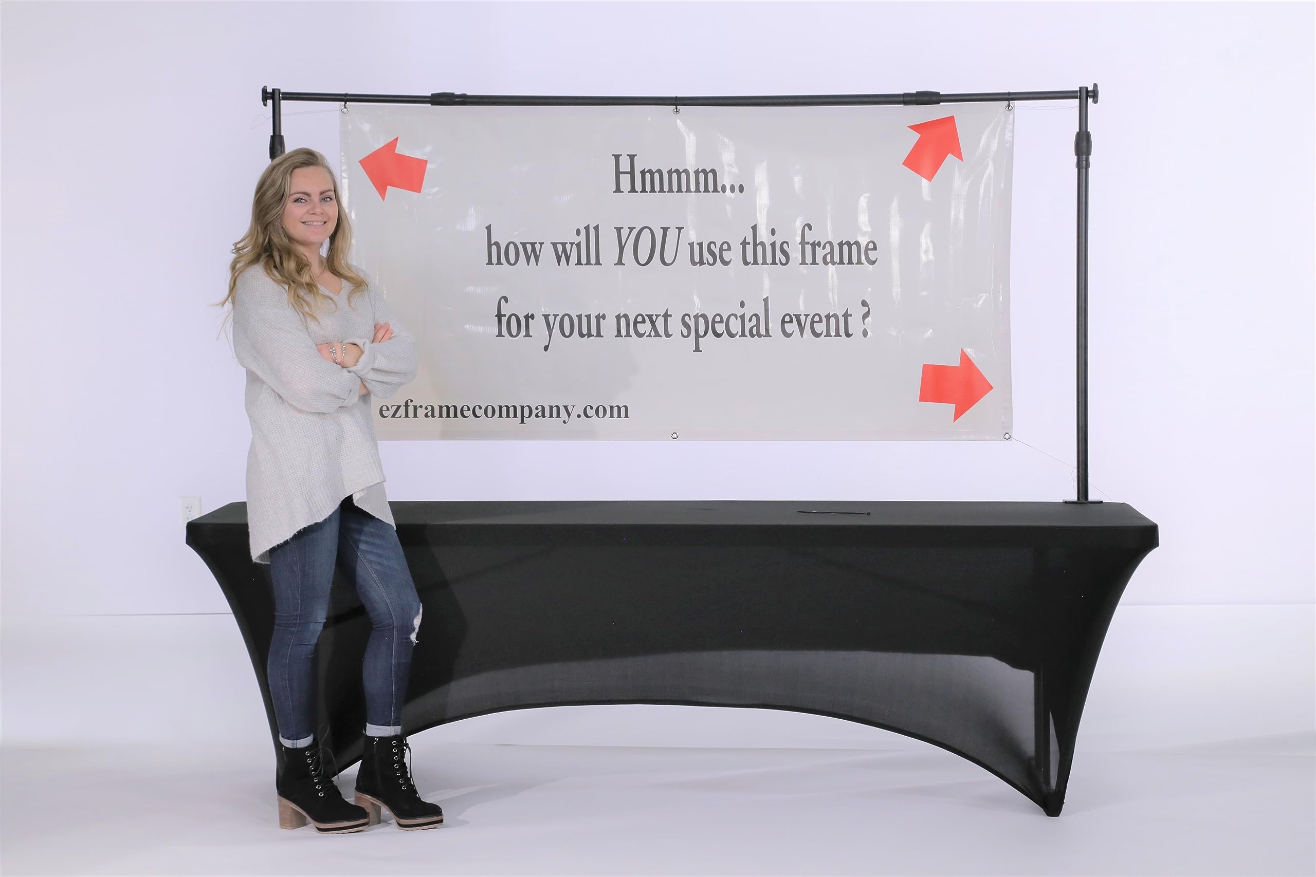 EZ Frame Banner Holder - Adjustable Stand for Trade Shows, Events & Retail Displays | Durable Lightweight Aluminum Sign Holder for Indoor/Outdoor Advertising