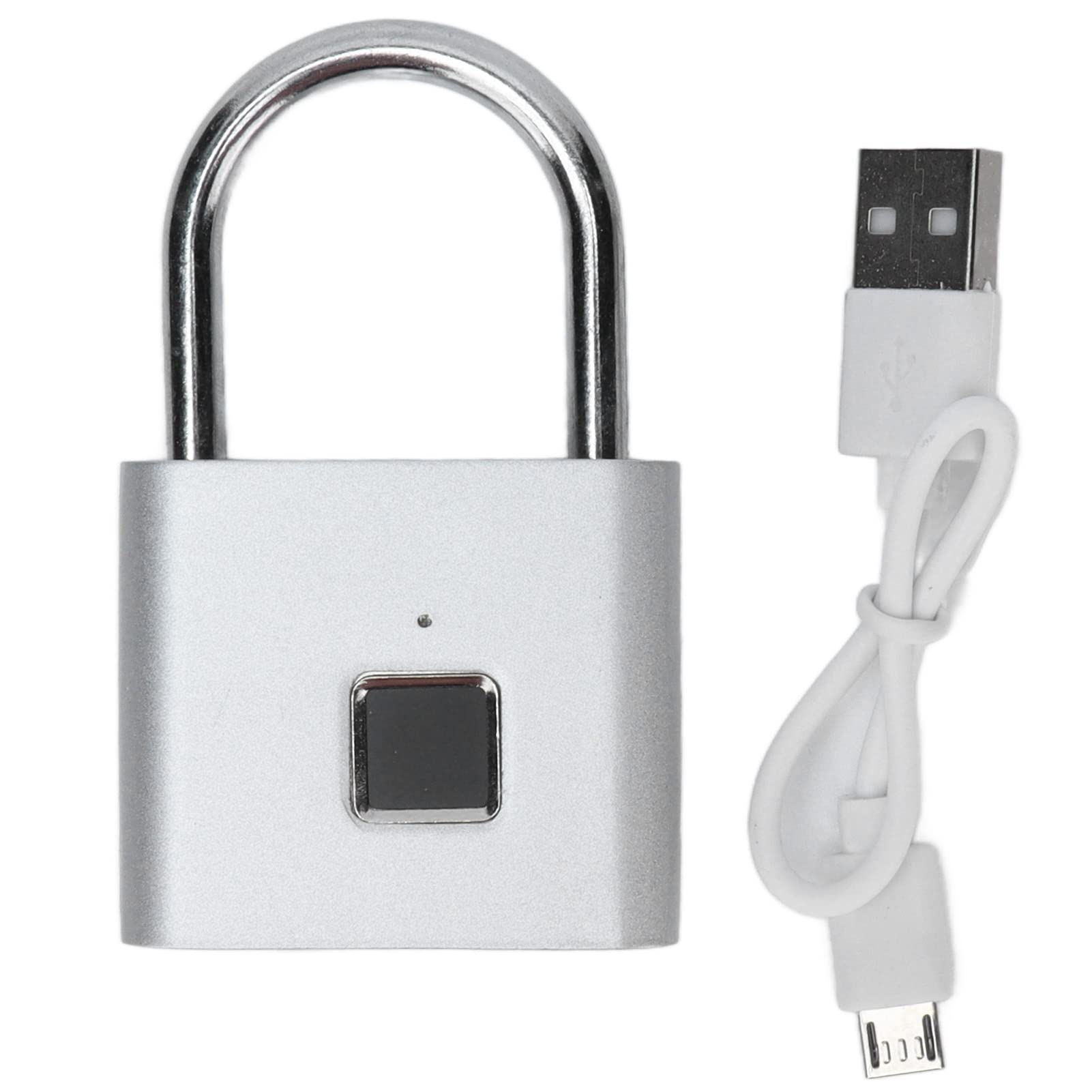 Walfront Fingerprint Padlock - Smart Zinc Alloy Fingerprint Lock for Office, Home, Cabinet, Door & Dormitory Locker with Built-in Smart Chip (Silver) - Includes Adapter Sleeve & Withdrawal Sleeve - Ideal for School Lockers, Gym Bags, Storage Units & Travel Luggage Security