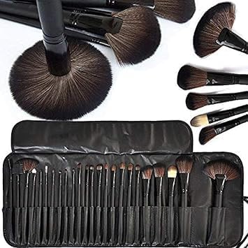Premium 24-Piece Fiber Bristle Makeup Brush Set with Black Leather Case - Professional Cosmetic Brushes for Foundation, Blending, Contouring & Eyeshadow - Perfect for Makeup Artists & Beauty Enthusiasts