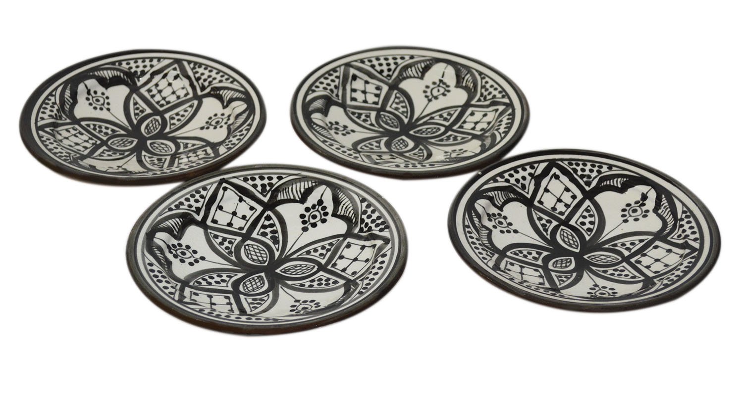 Handmade Moroccan Ceramic Appetizer Plates - Set of 4, K-Musculo Tapas Serving Dishes for Mediterranean Mezze, Party Snacks & Gourmet Dining