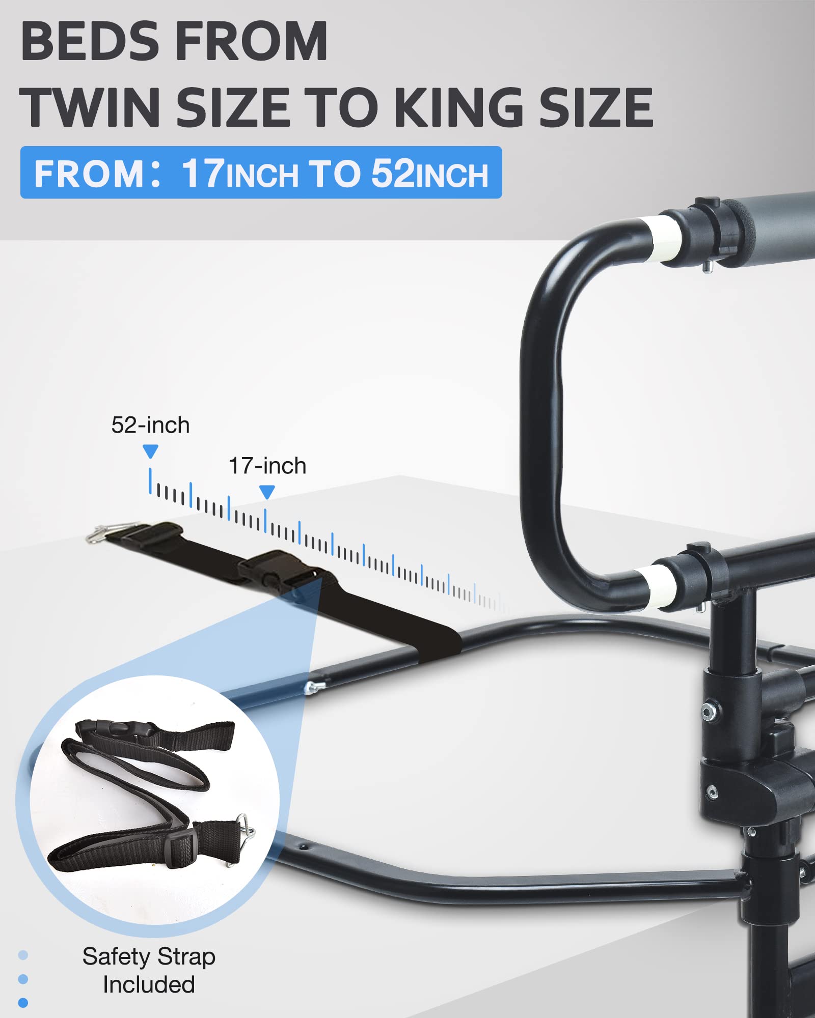 Heavy Duty Bed Rail for Elderly & Seniors - Foldable Bed Assist Handle for Safety & Fall Prevention - 504E - Ideal for Home Care & Hospital Use