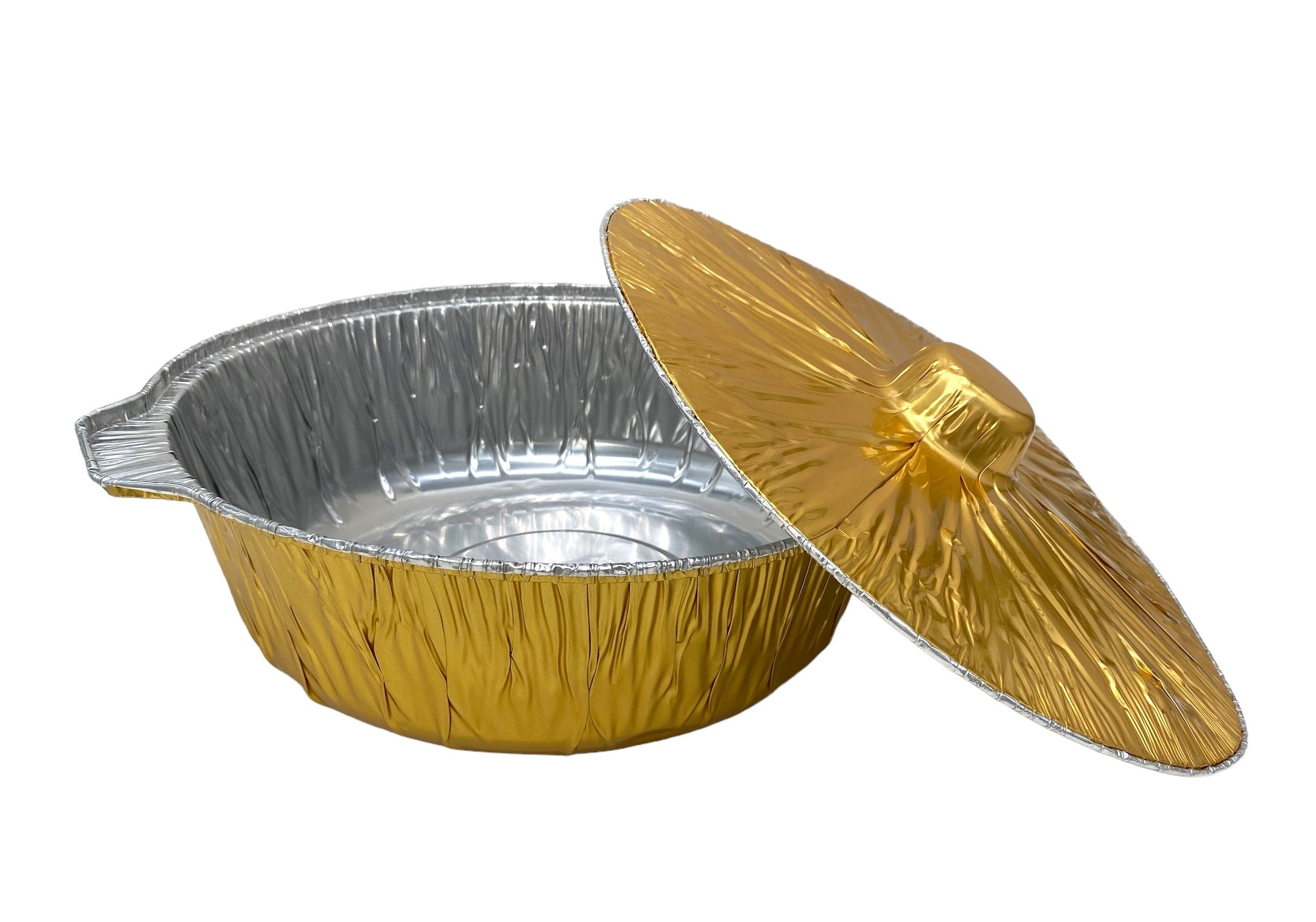 15x5 Inch Gold Foil Round Baking Pan with Lid - Perfect for Cakes, Pies, and Party Desserts