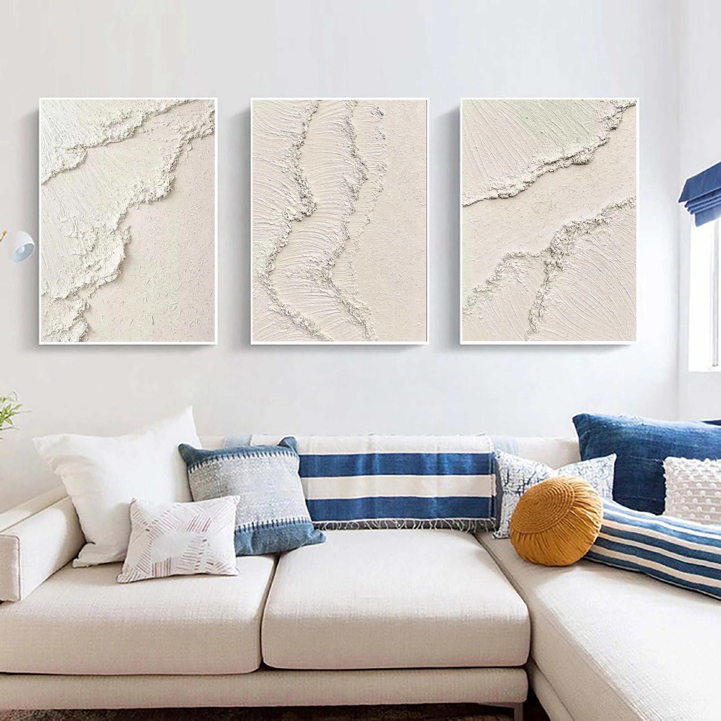 Abstract Beige & Brown Wall Art Set of 3 - Modern Canvas Paintings for Living Room, Bedroom & Office Decor #BB097