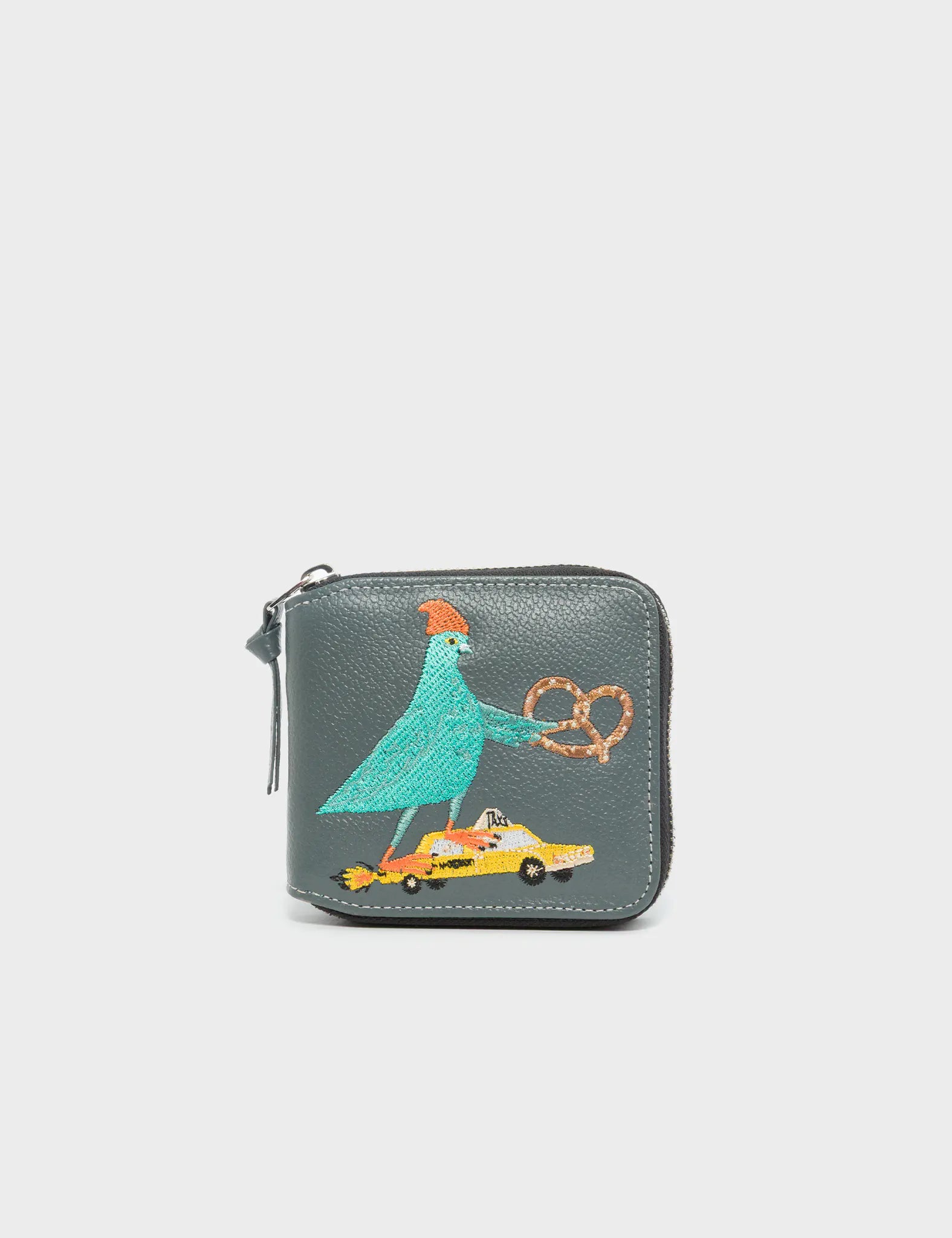 Fedor Stormy Gray Genuine Leather Wallet with Pigeonista Embroidery - Stylish RFID Blocking Bifold Wallet for Men, Perfect for Everyday Carry, Travel & Business (Gift Idea)