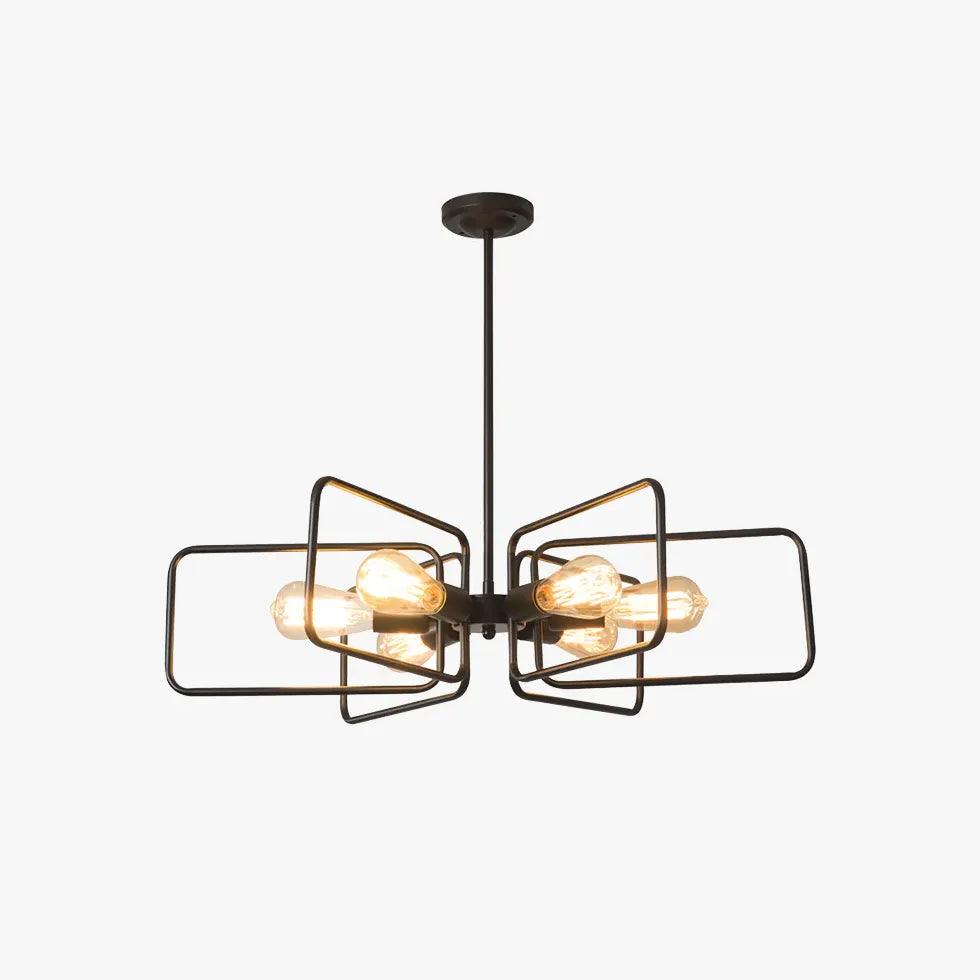 Black Industrial Chandelier with Shelf Light Bulbs - Vintage Edison Style Pendant Lighting for Farmhouse, Loft & Restaurant Decor