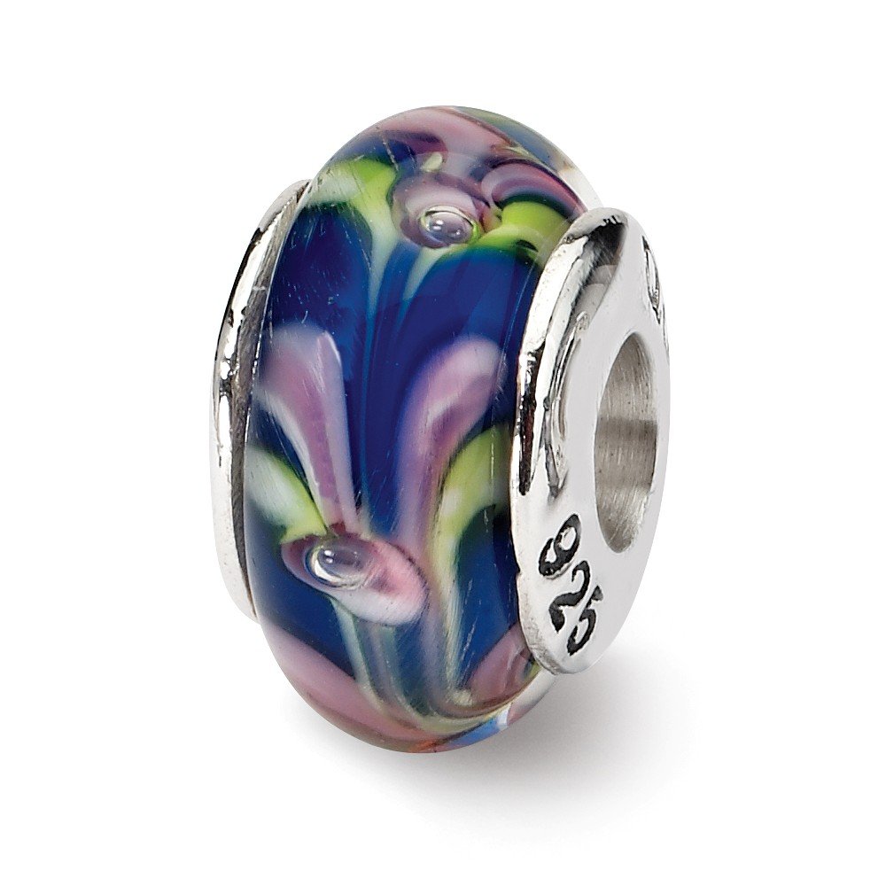Hand-Blown Blue and Pink Glass Beads for Jewelry Making - Sterling Silver Reflections - Perfect for Necklaces, Bracelets & DIY Craft Projects