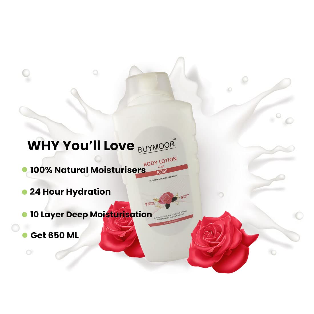 BUYMOOR Cocoa Butter & Rose Deep Nourishing Body Lotion for Skin Brightening - 1300ml (Pack of 2) - Hydrating Moisturizer for Dry Skin, Stretch Marks & Uneven Tone - Perfect for Daily Use, After Shower & Nighttime Skincare Routine