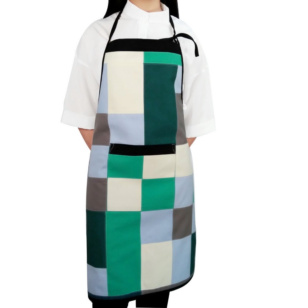 Colorful Patchwork Kitchen Apron with Pockets - Durable TC Cotton & Canvas Cooking Apron for Baking, Grilling, and Home Kitchen Use