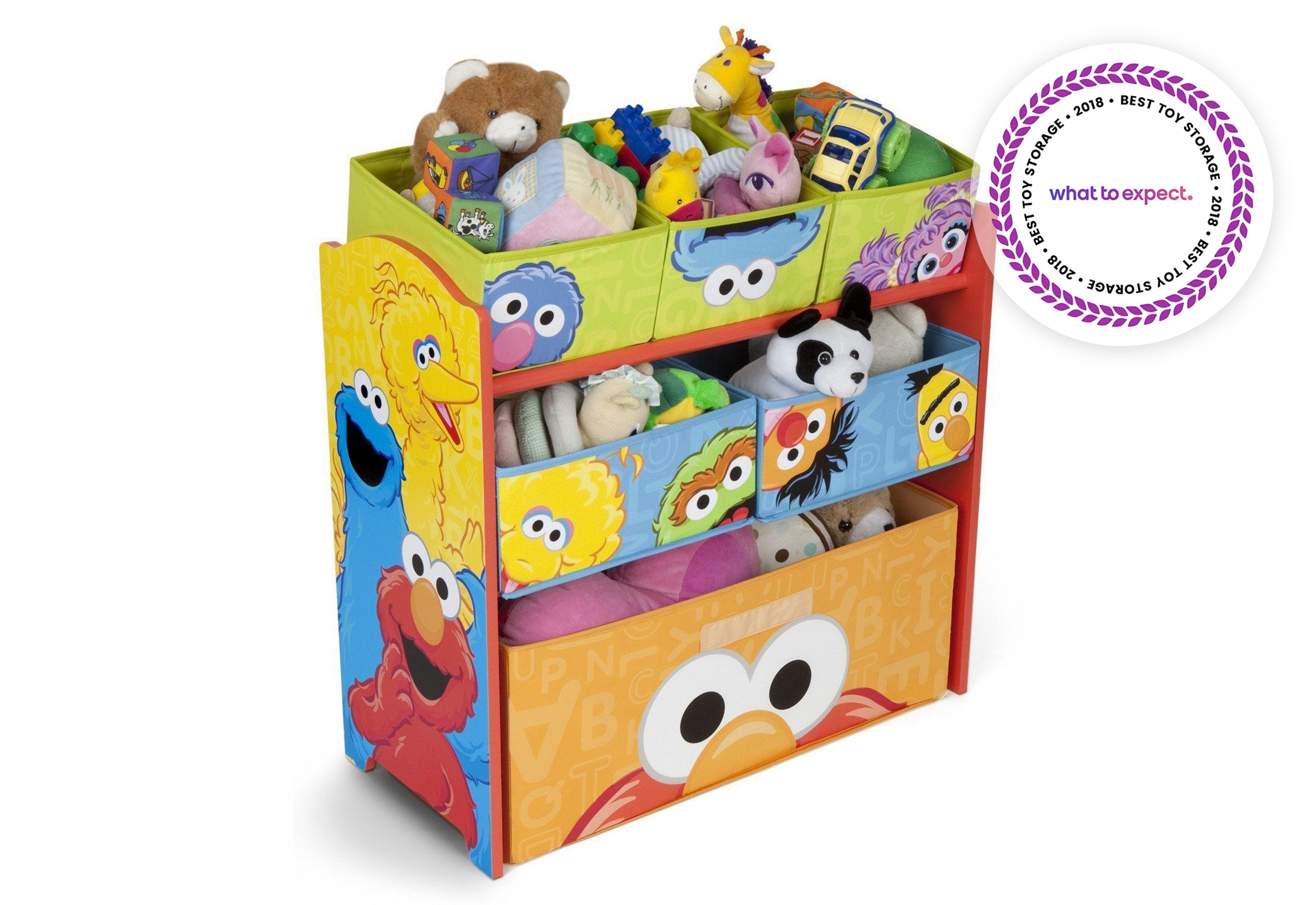 Sesame Street Kids Toy Storage Organizer - Multi Bin Toy Box for Playroom & Nursery Organization - Perfect for Toddler Toys, Books & Baby Essentials