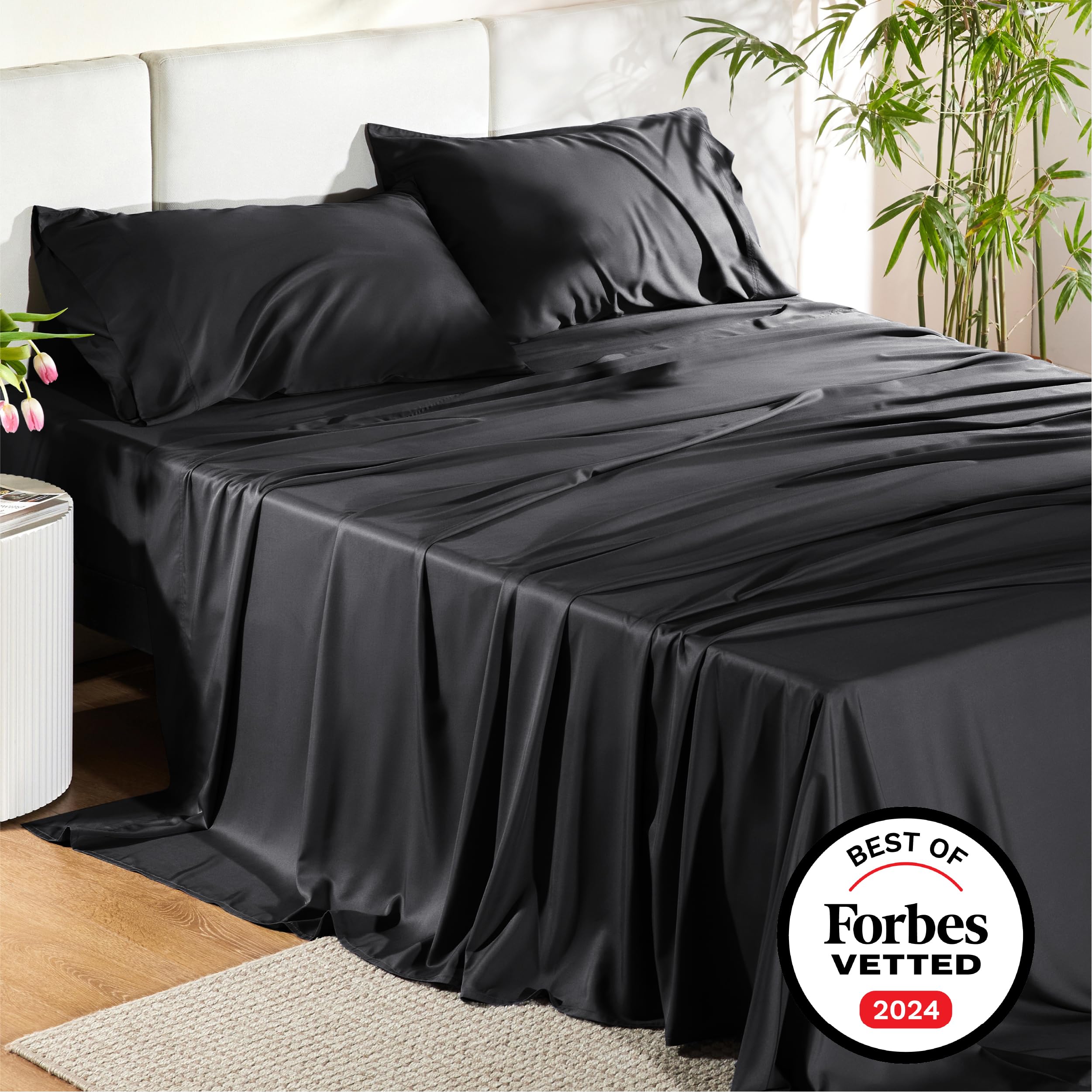 Bedsure King Size Cooling Sheet Set - Rayon from Bamboo, Deep Pocket 16