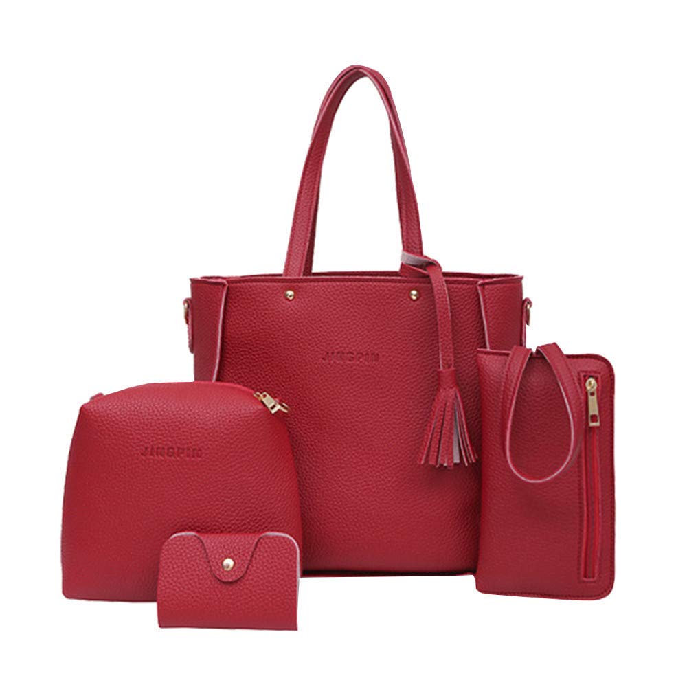 Women's 4-Piece Handbag Set - Tote, Shoulder Bag, Crossbody Purse & Wallet - Stylish & Functional for Work, Travel & Everyday Use