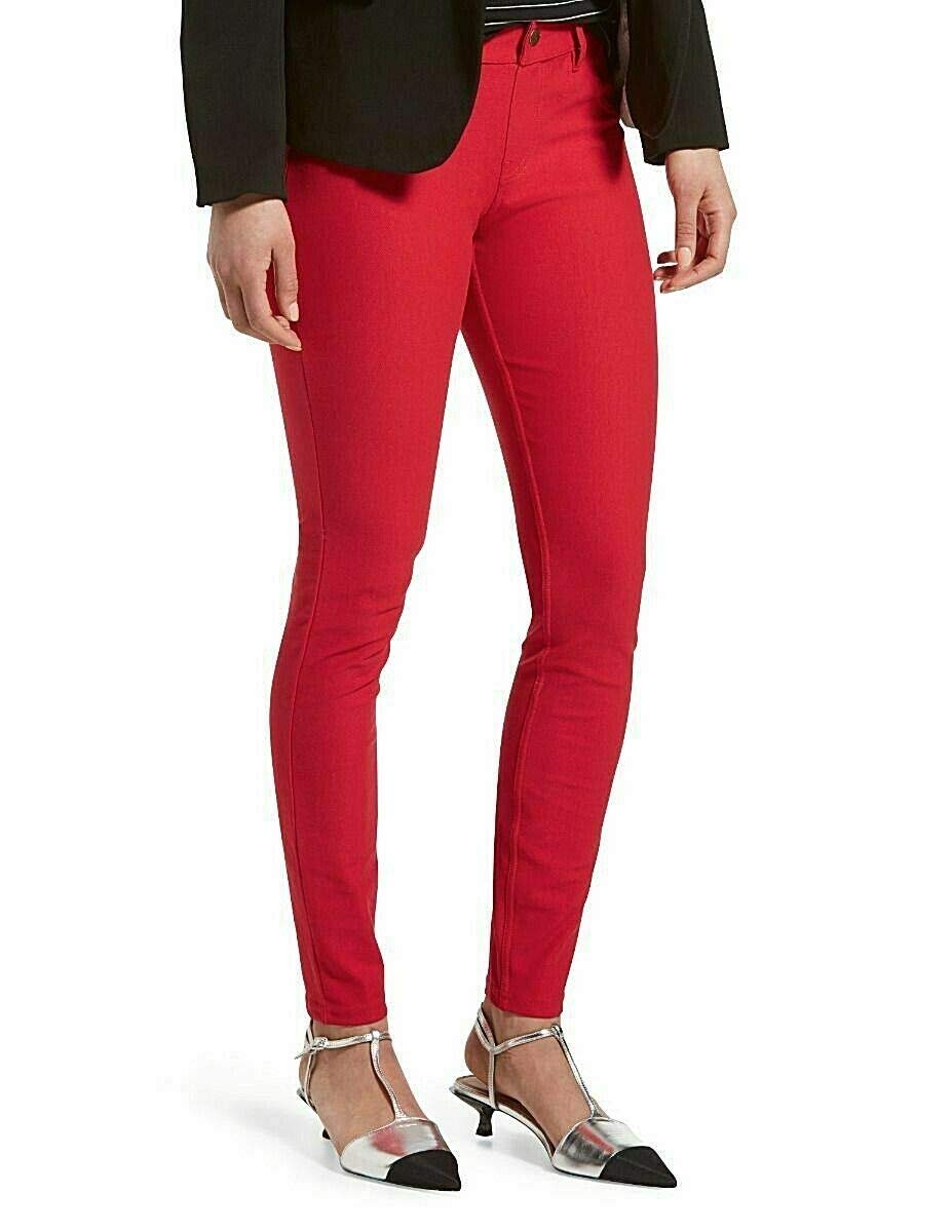 HUE Women's Original Denim Leggings - Stretch Comfort Fit, Apple Red, Size Small | Perfect for Casual Wear, Workout & Everyday Fashion