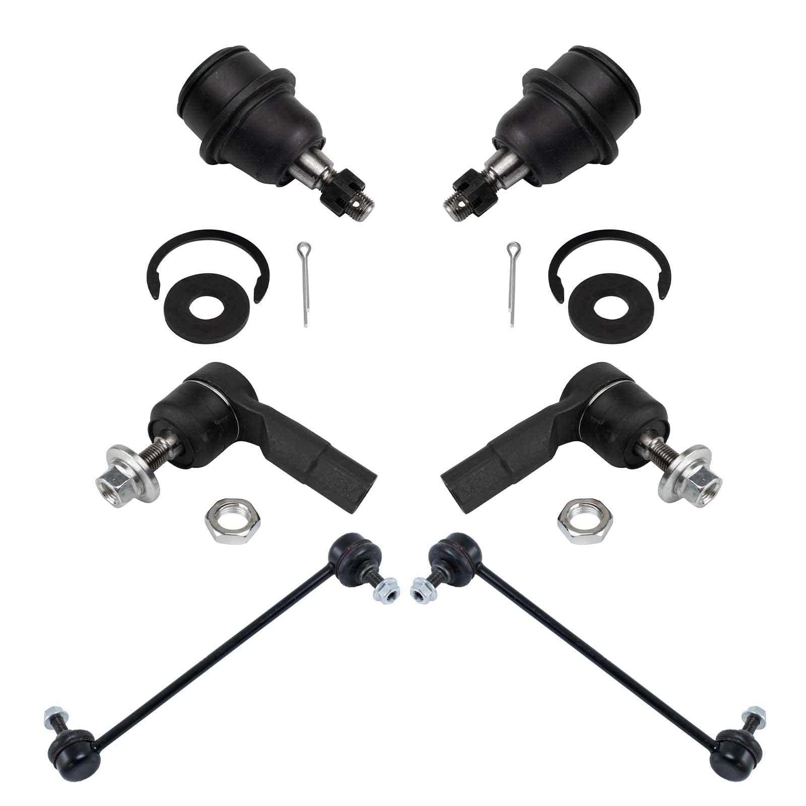 TRQ Front Steering & Suspension Kit with Ball Joint, Sway Bar, Stabilizer Link & Tie Rod for 2014-2018 Jeep Cherokee - Improve Handling & Ride Comfort for Off-Road Adventures & Daily Driving