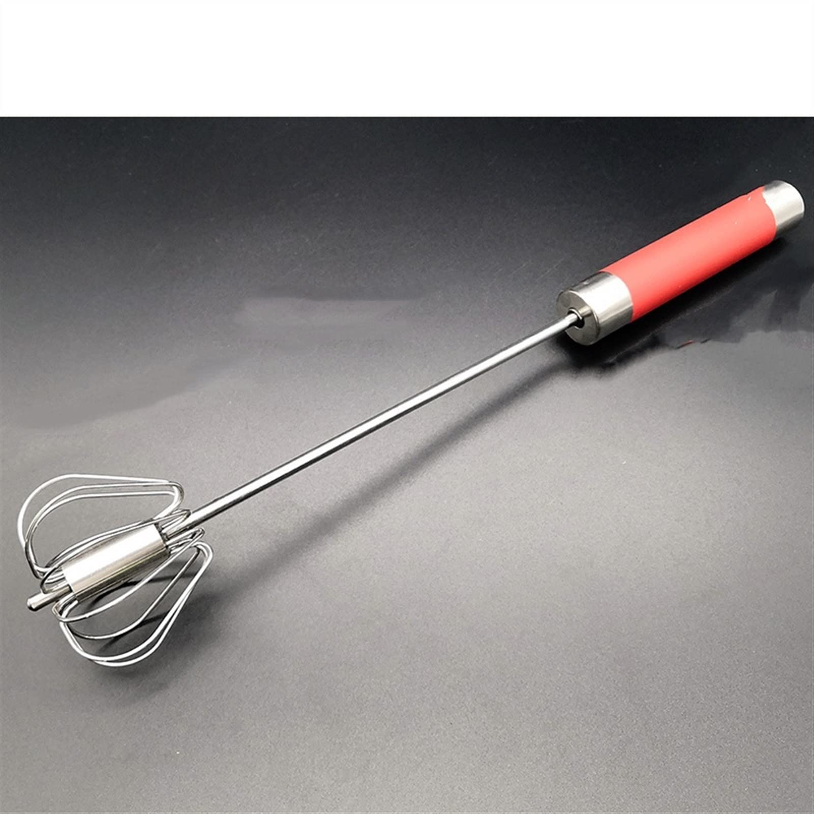 304 Stainless Steel Manual Egg Whisk - Semi-Automatic Hand Mixer with Self-Turning Design, 14 Inch Red Kitchen Tool for Baking, Cooking & Whipping Cream | Perfect for Home Chefs & Professional Bakers
