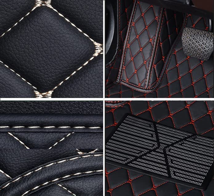 Premium Anti-Slip Leather Car Floor Mats - Universal Fit for 99.99% Sedan, SUV, Coupe & Sports Cars - All-Weather Protection (Beige/Black) - Perfect for Daily Commutes, Road Trips & Extreme Weather Conditions