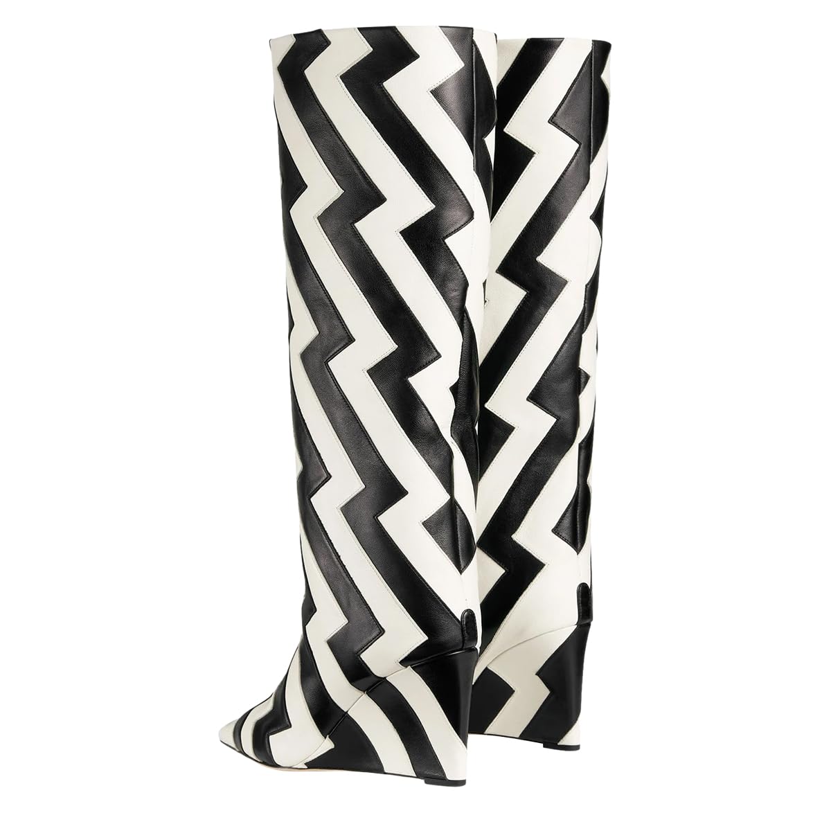 FSJ Women's Thigh High Boots with Wedge Heel & Pointed Toe - Comfortable Thick High Heels for Prom, Club & Party - Trendy Dressy Knee High Boots for Women (US Size 4-15) - Perfect for Night Out, Date Night & Special Occasions
