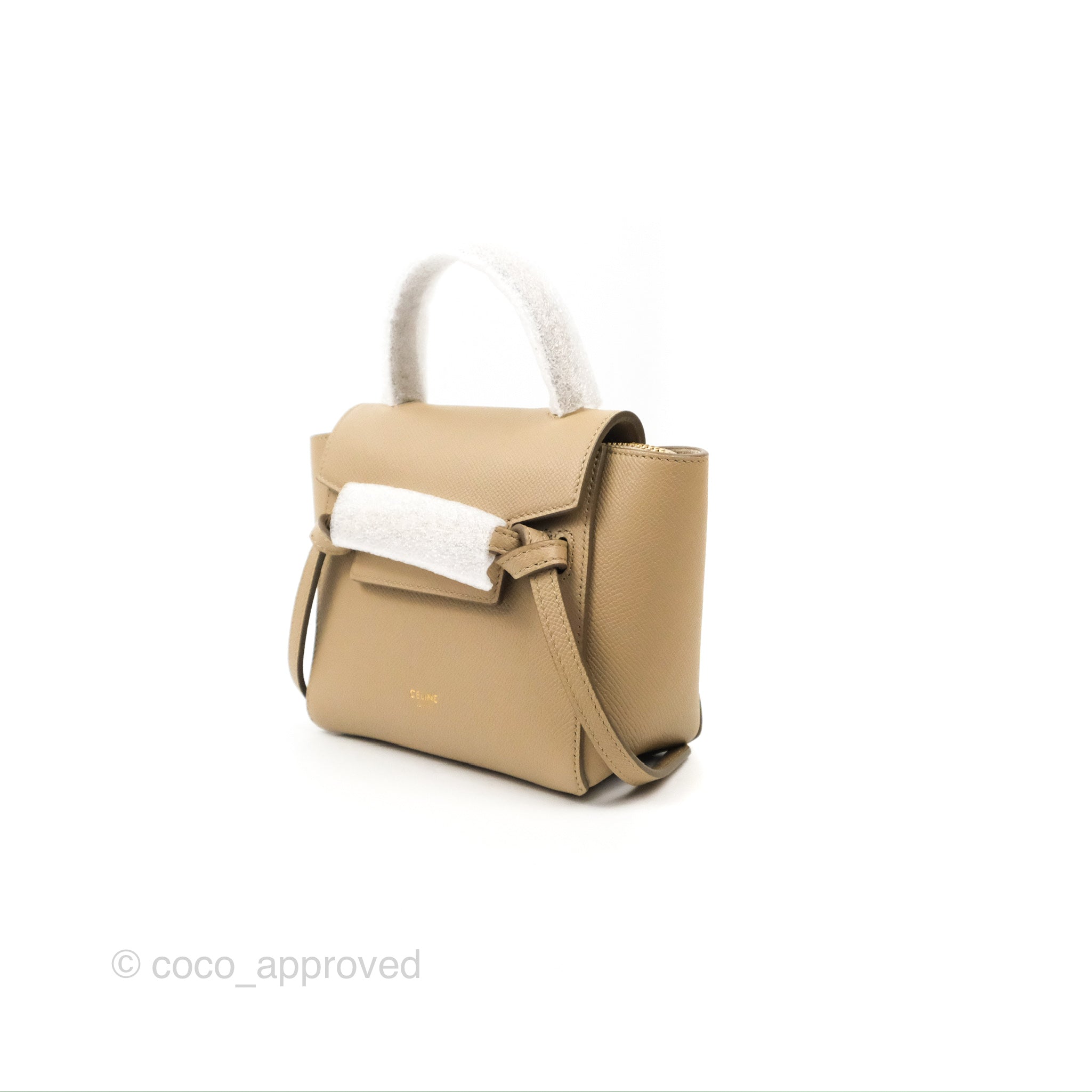 Celine Pico Belt Bag in Light Taupe - Genuine Grained Calfskin Leather with Gold Hardware | Luxury Crossbody Bag for Women, Perfect for Everyday Use & Special Occasions