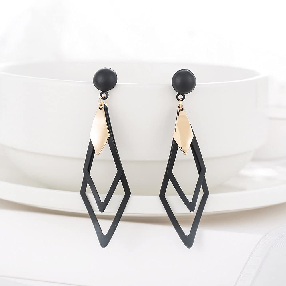 Black Diamond Drop Pendant Earrings for Women - Elegant Wedding & Party Jewelry - Perfect for Evening Events, Date Nights, and Special Occasions