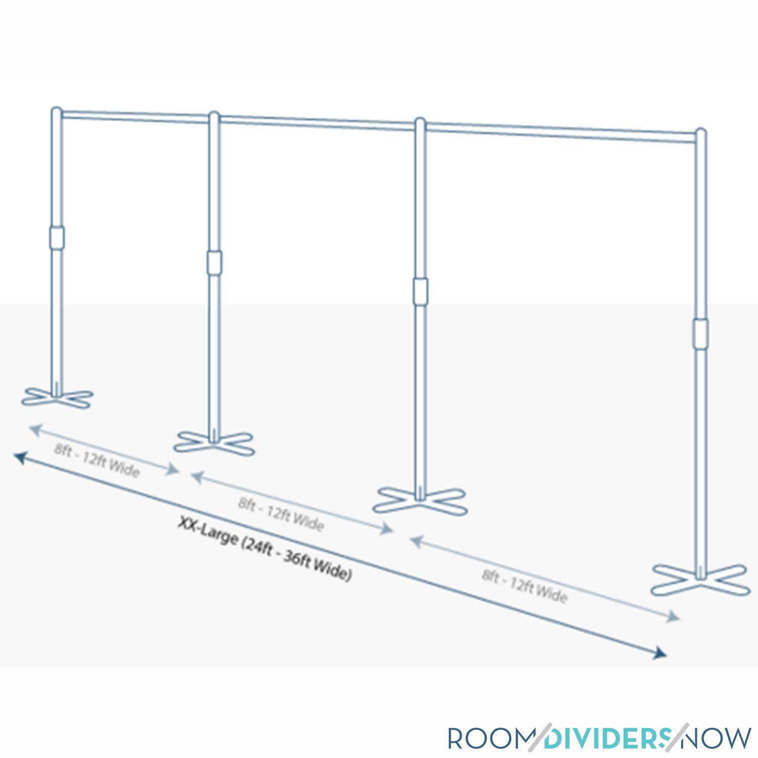 Freestanding Room Divider Stand - XL Size 18ft to 24ft Wide, White | Portable Curtain Partition for Room Separation | Adjustable Room Divider Kit for Home, Office & Events | Perfect for Privacy Screens, Trade Shows & Temporary Walls