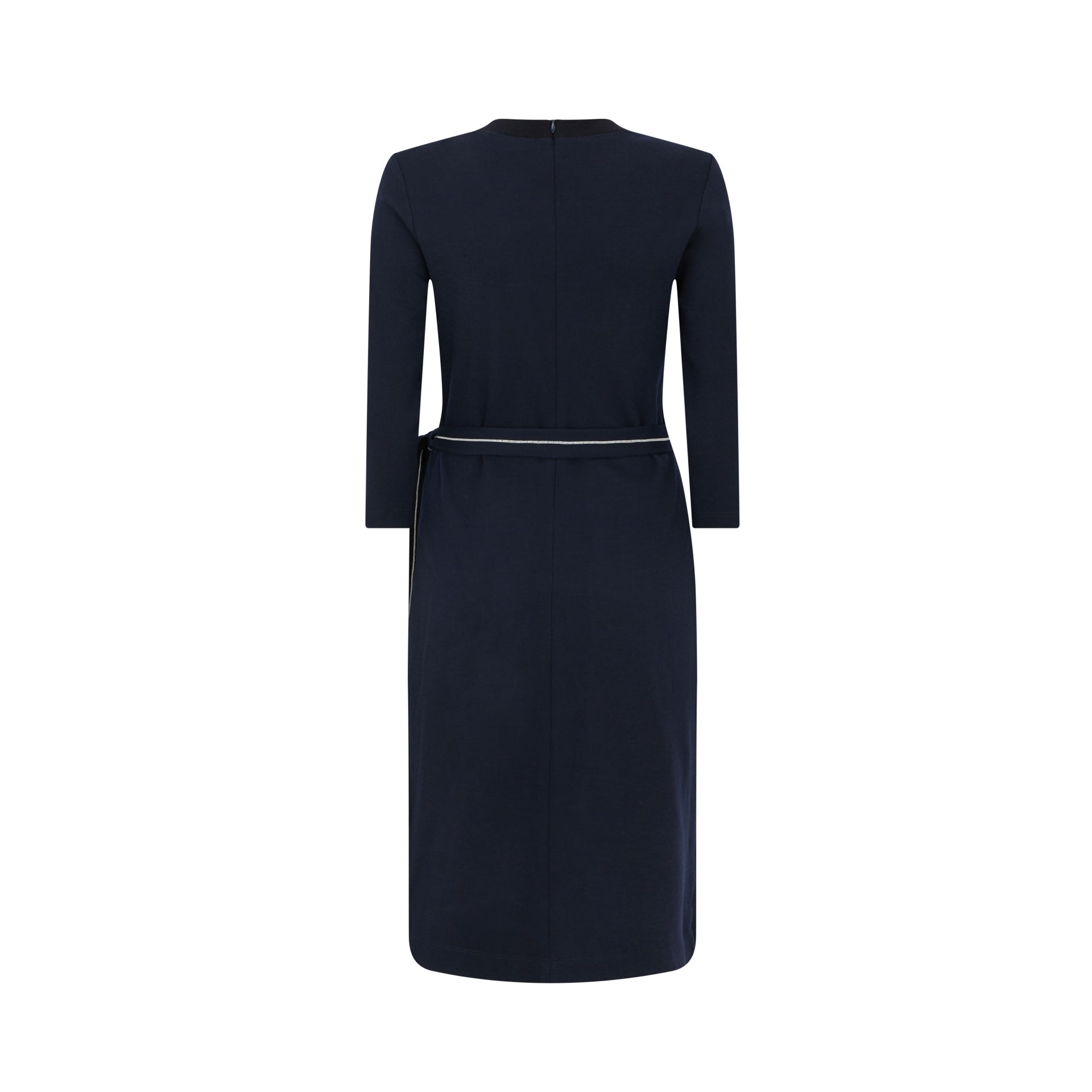 Women's Jersey Belted Wool Cotton Midi Dress - Elegant Casual & Office Wear for Fall & Winter Seasons