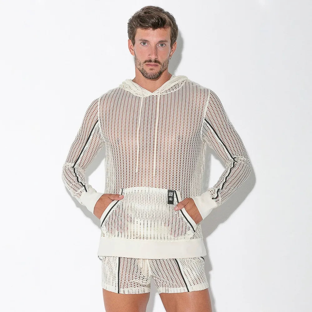 Code 22 Crochet Hoodie 9626 Off White - Stylish Handmade Knit Sweater for Women | Perfect for Casual Wear, Boho Fashion & Cozy Fall Outfits
